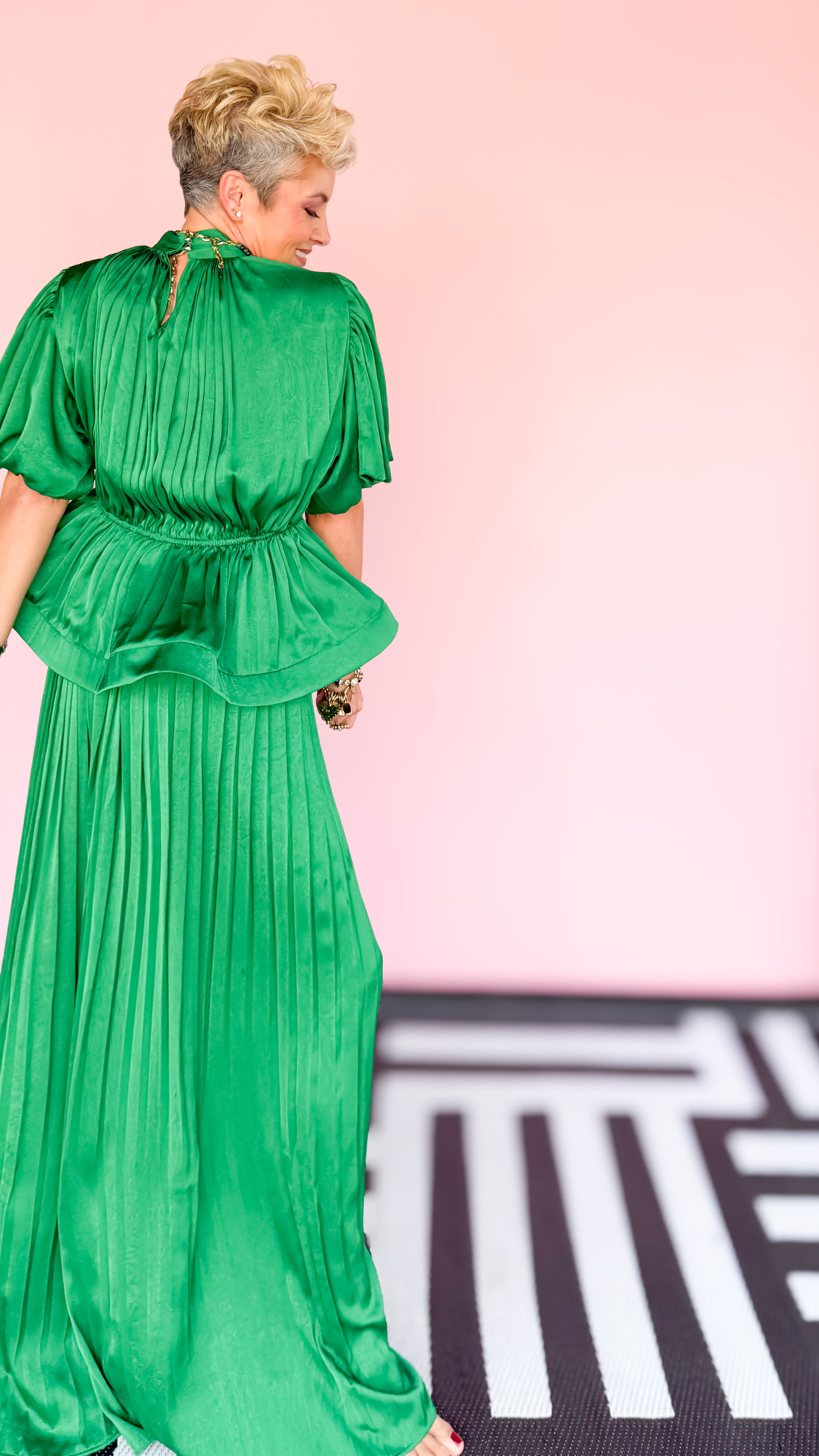 Pleated 2 Piece Pants SET/Green