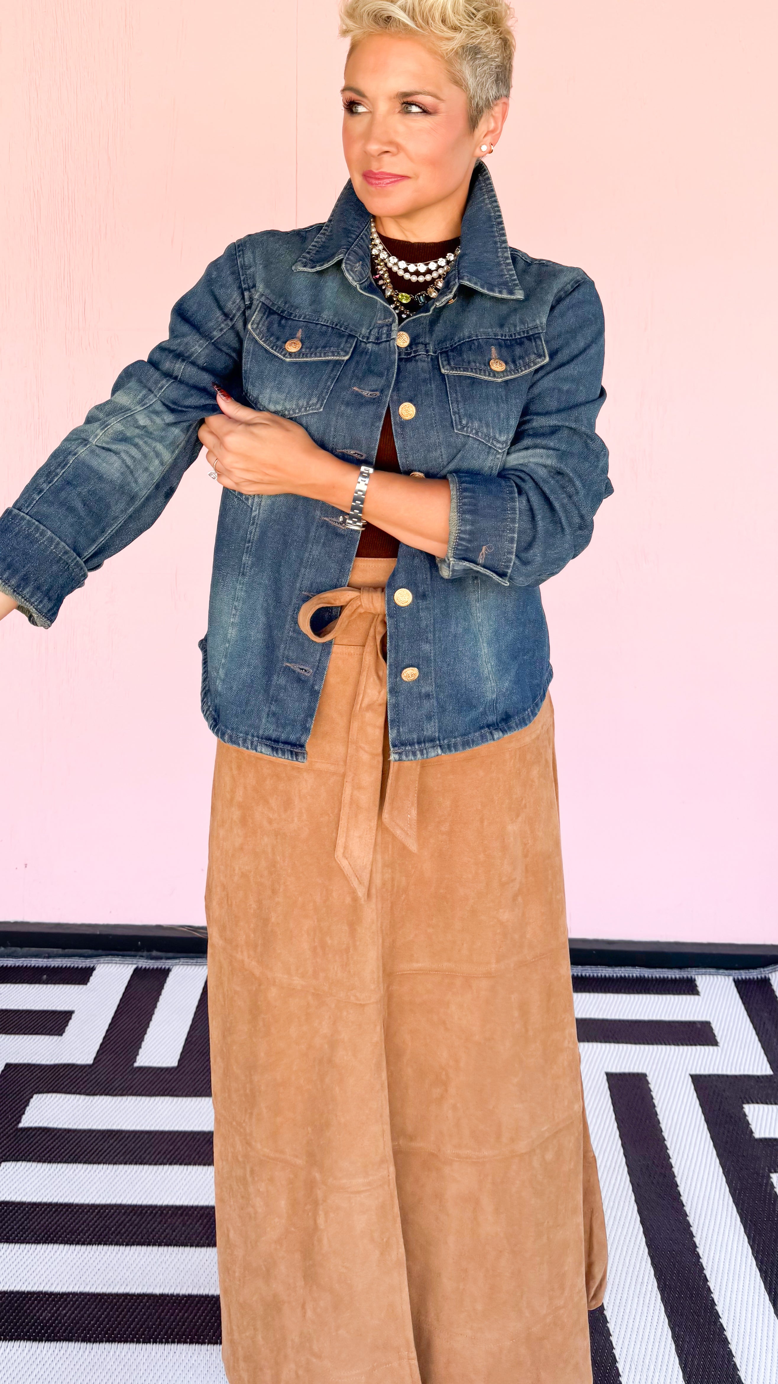 Denim Jacket w/Scrunched Sleeves