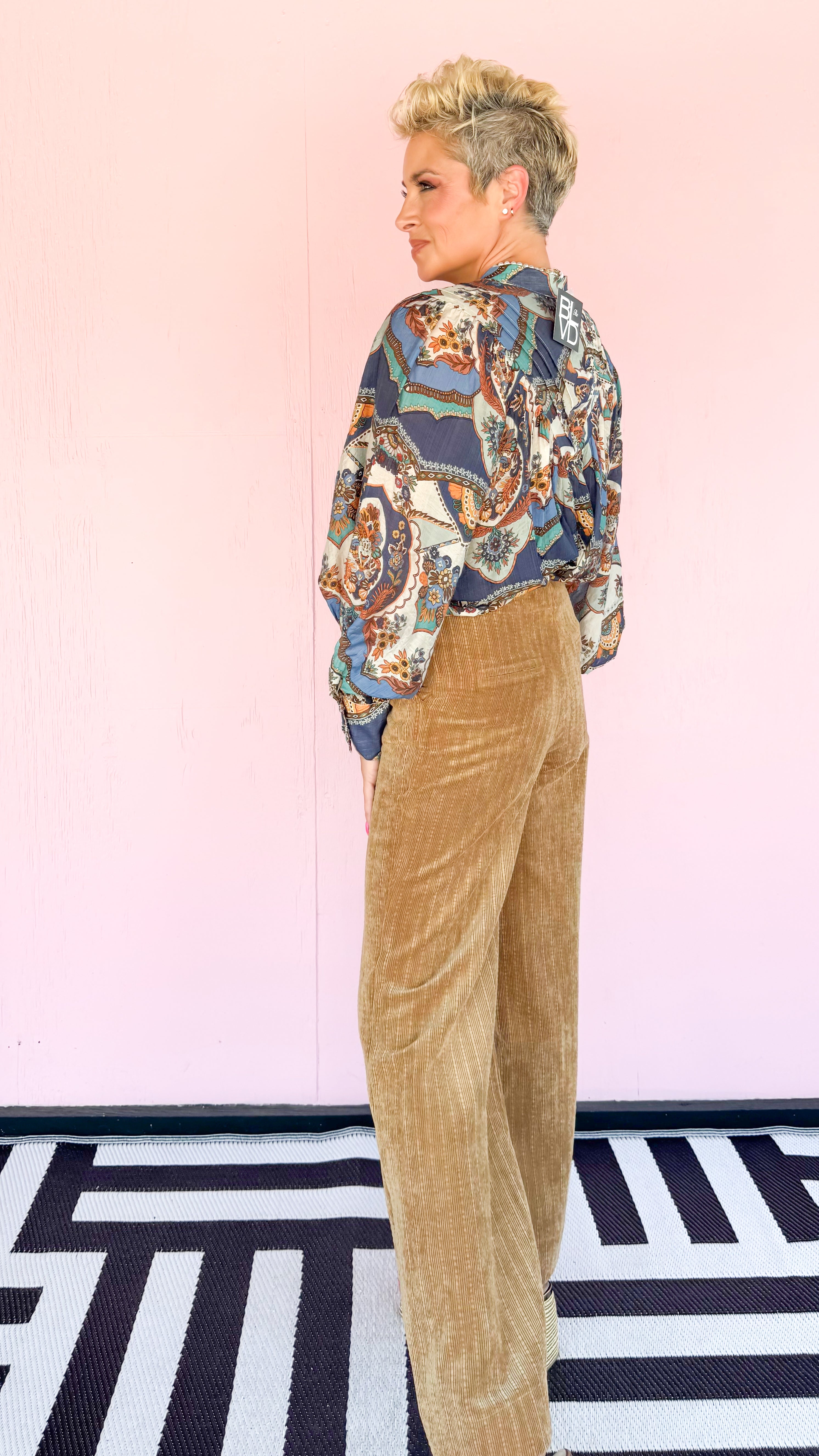 Cropped Corduroy Wide Pants/Camel - The BLVD