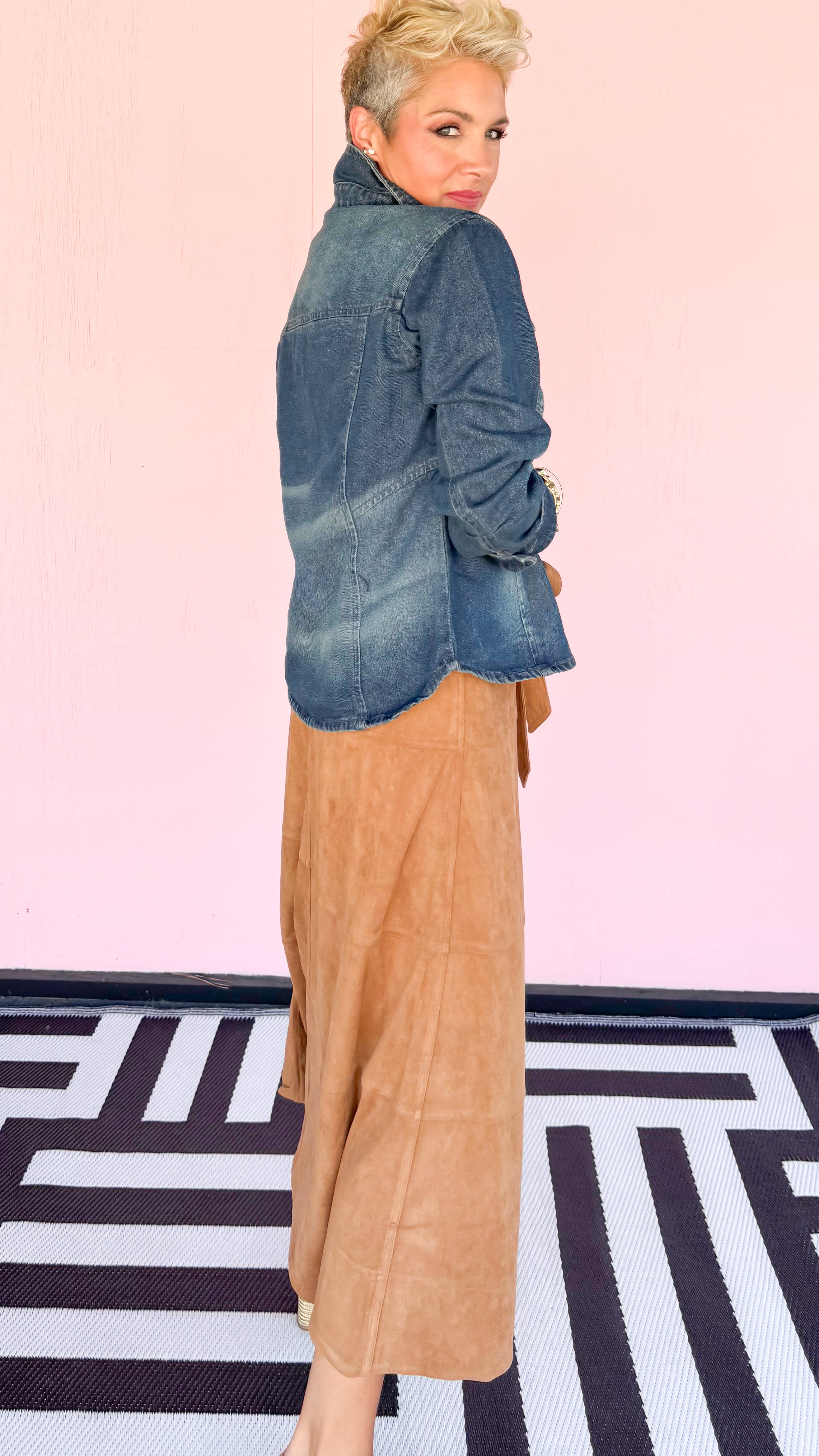 Denim Jacket w/Scrunched Sleeves