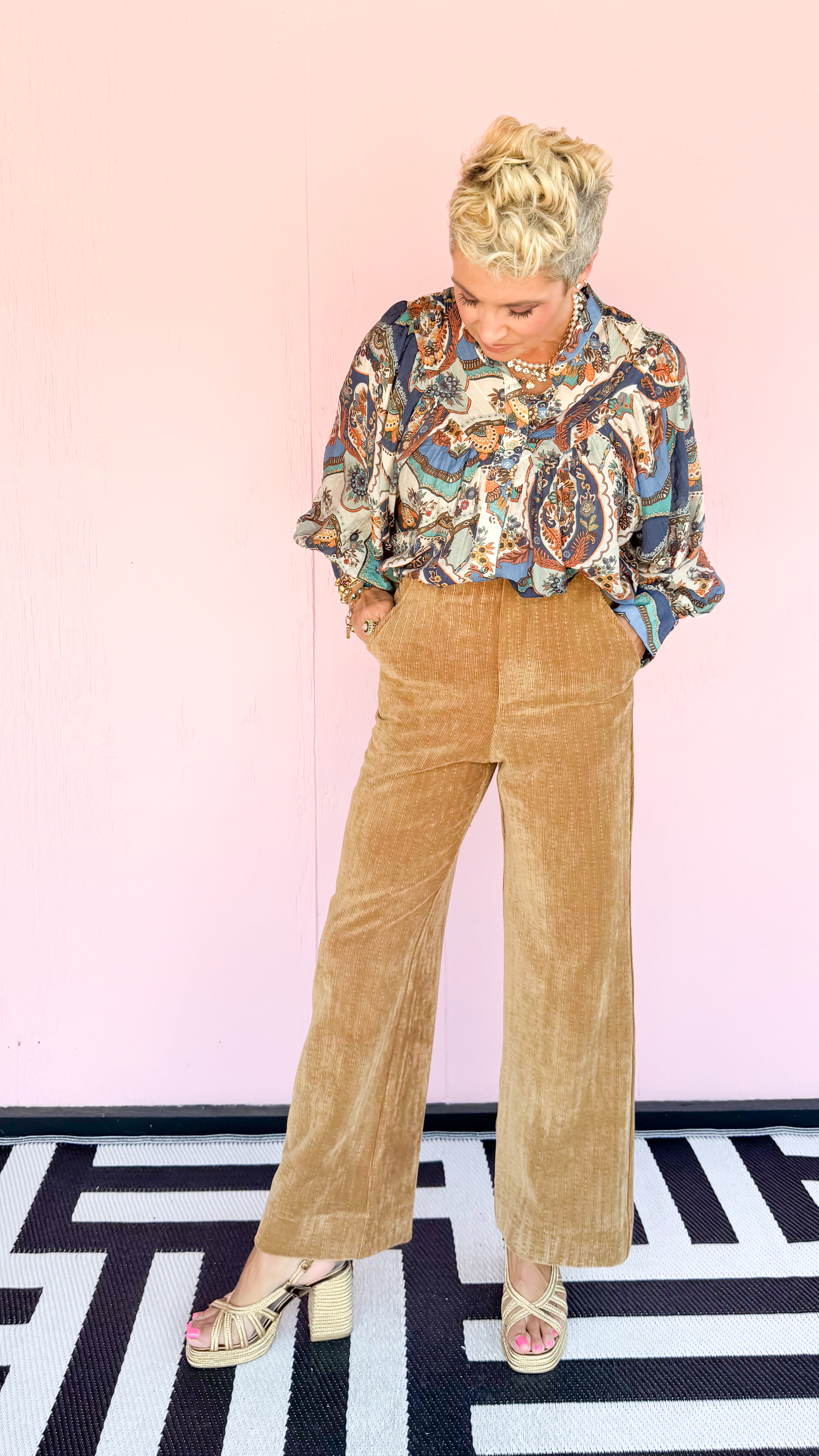 Cropped Corduroy Wide Pants/Camel - The BLVD
