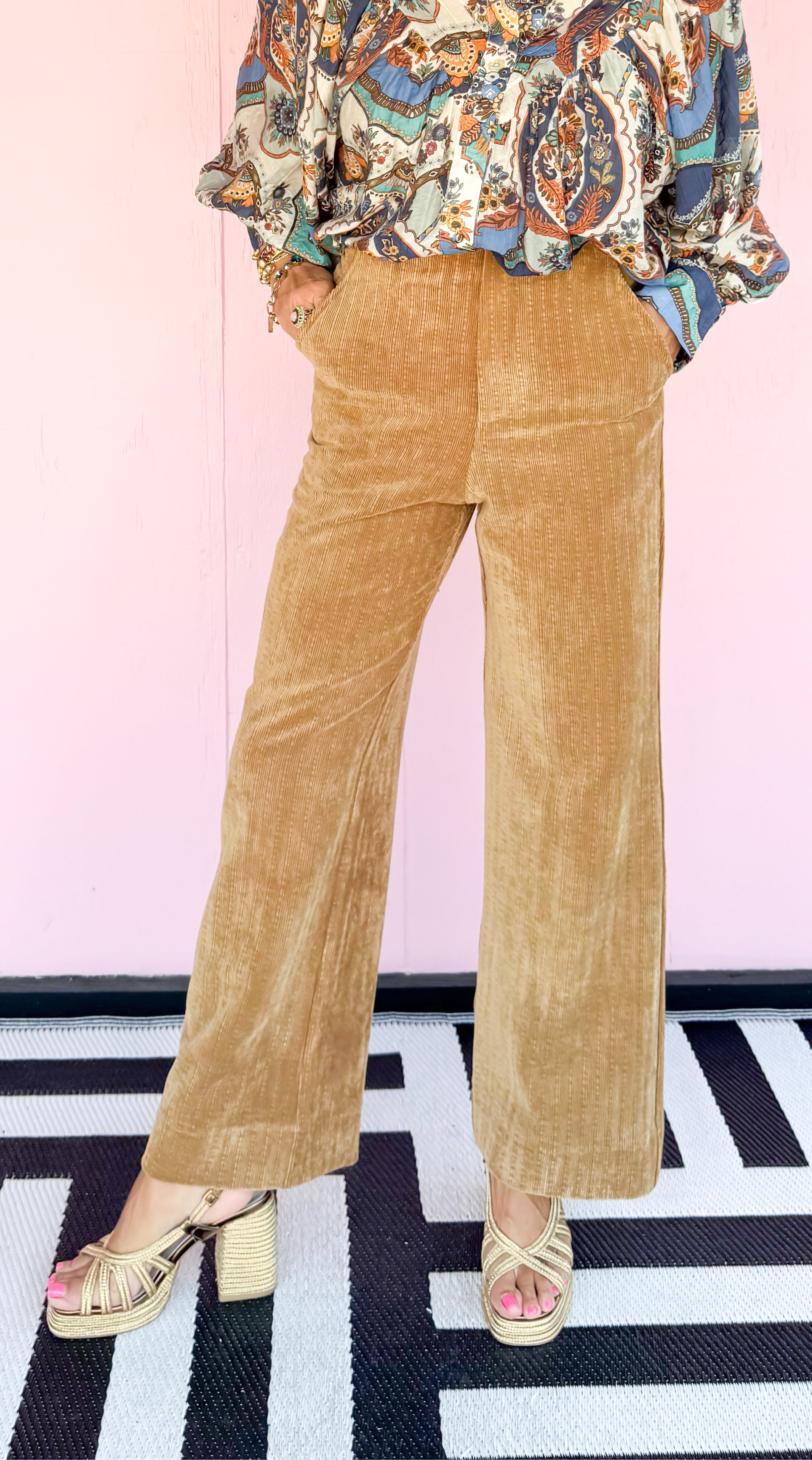 Cropped Corduroy Wide Pants/Camel - The BLVD