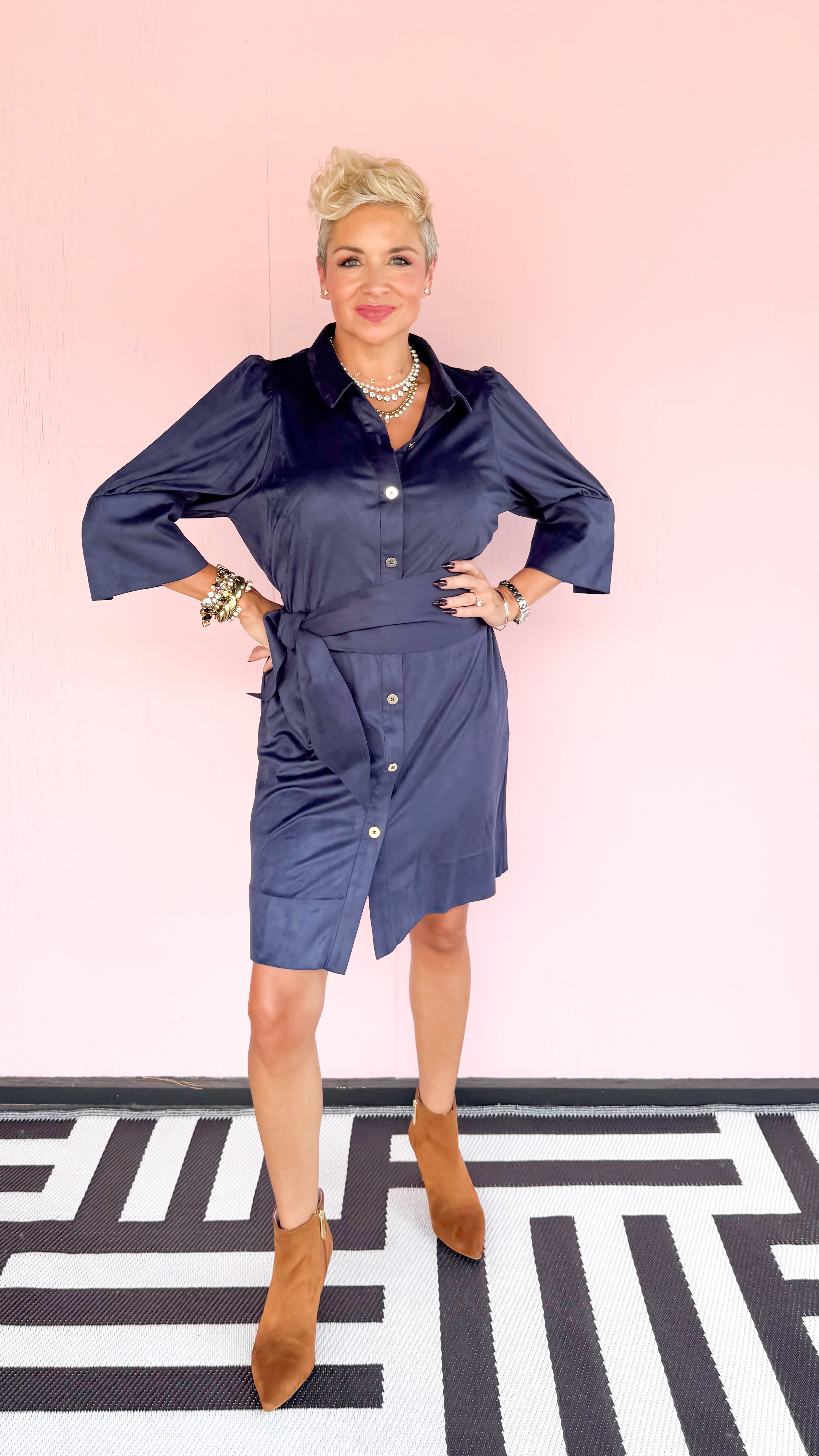 Ultra Suede Swagger Dress/Navy