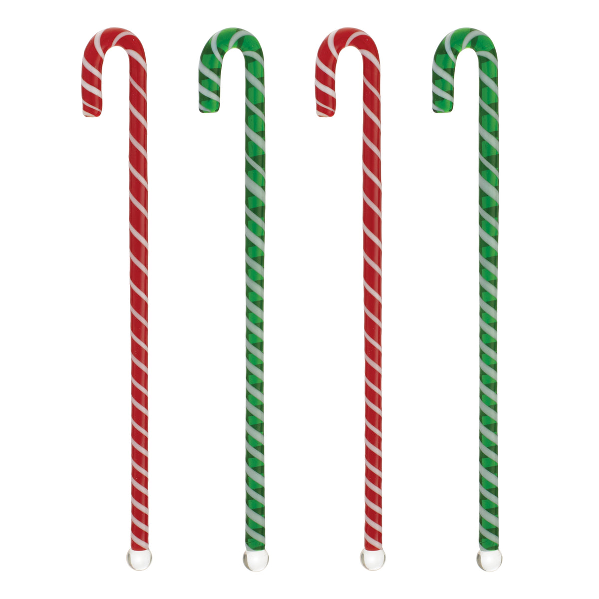 Candy cane striped glass stir sticks, full view