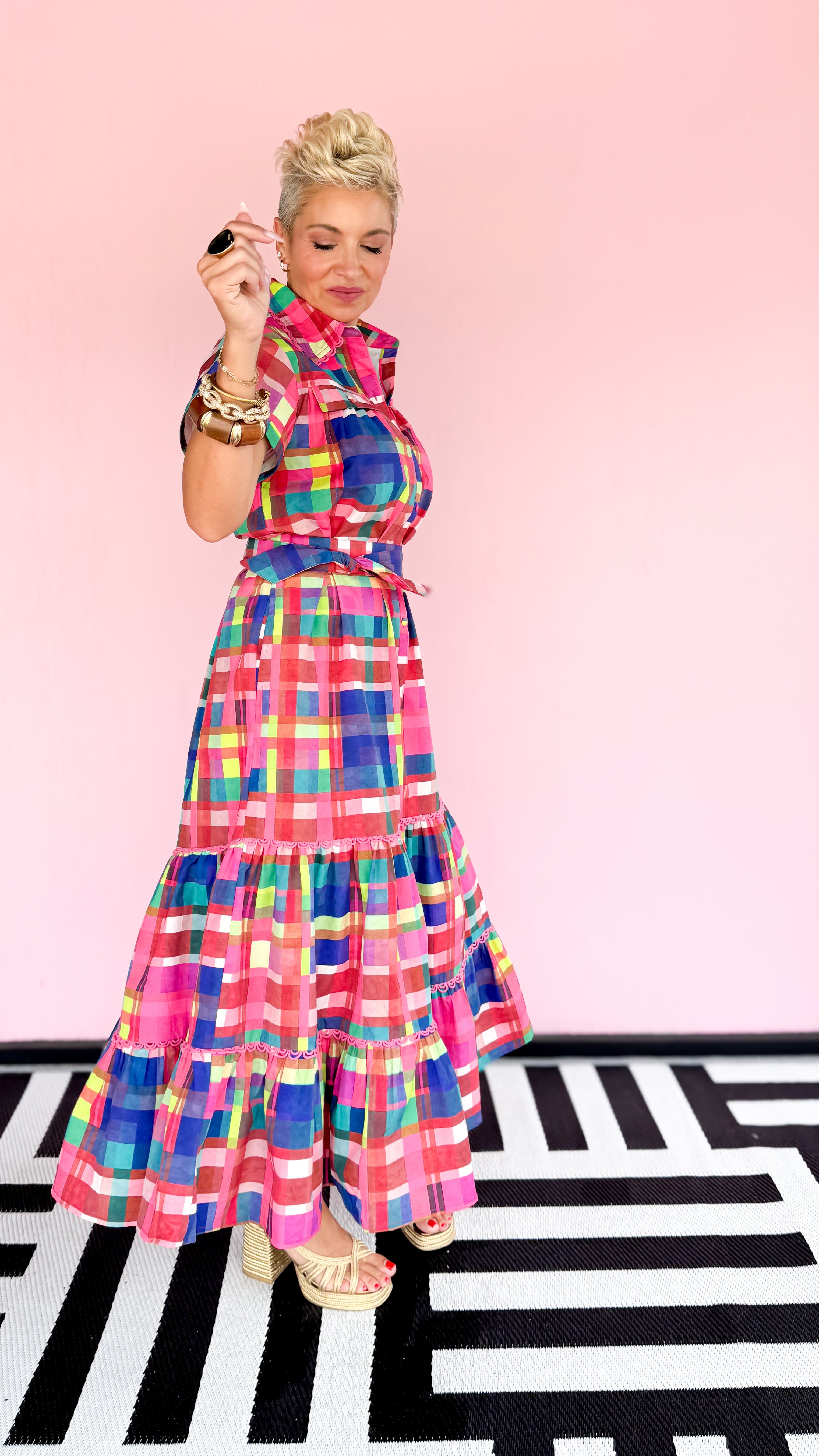 Rachel Midi Dress/Hot Pink