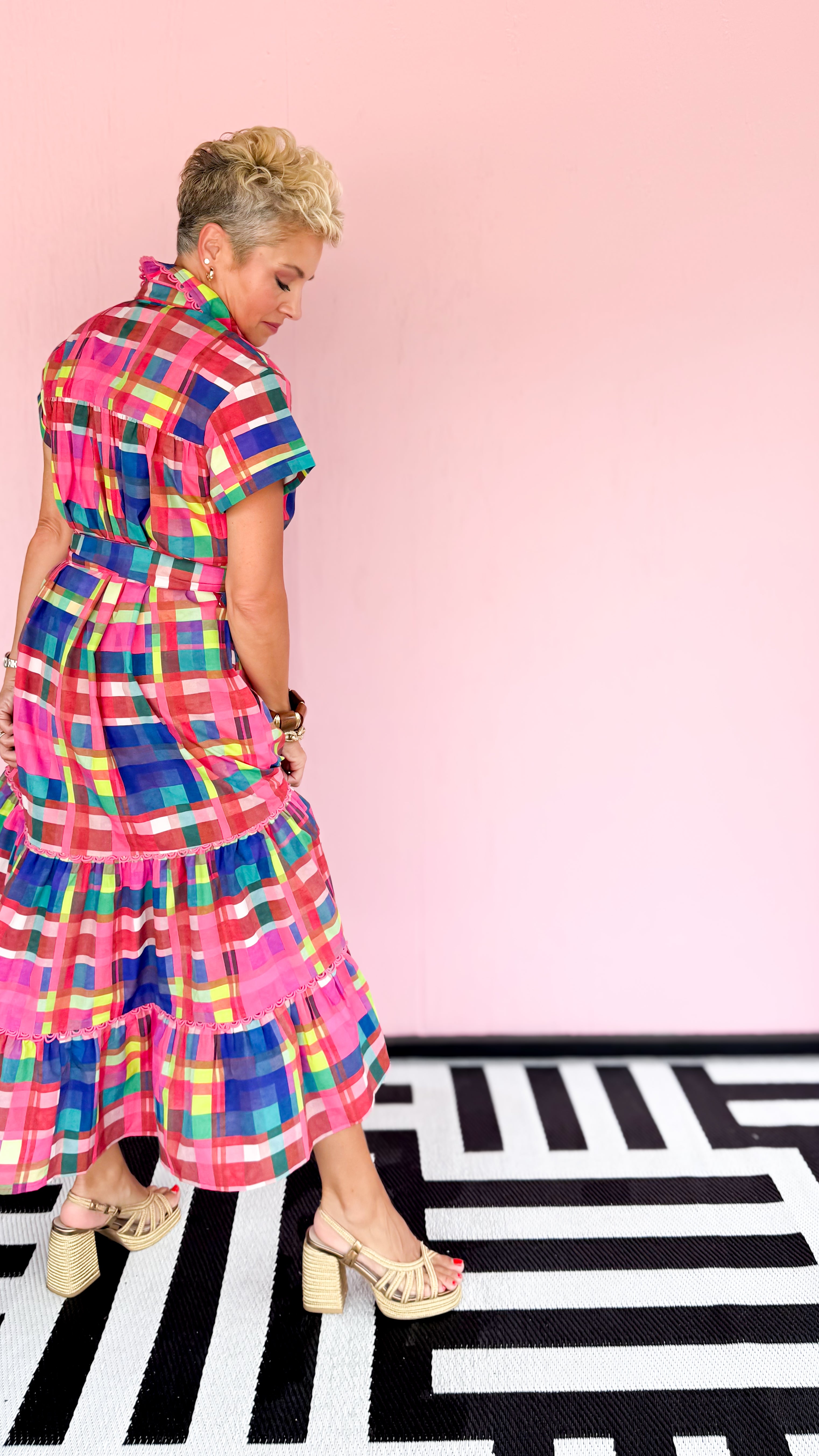 Rachel Midi Dress/Hot Pink