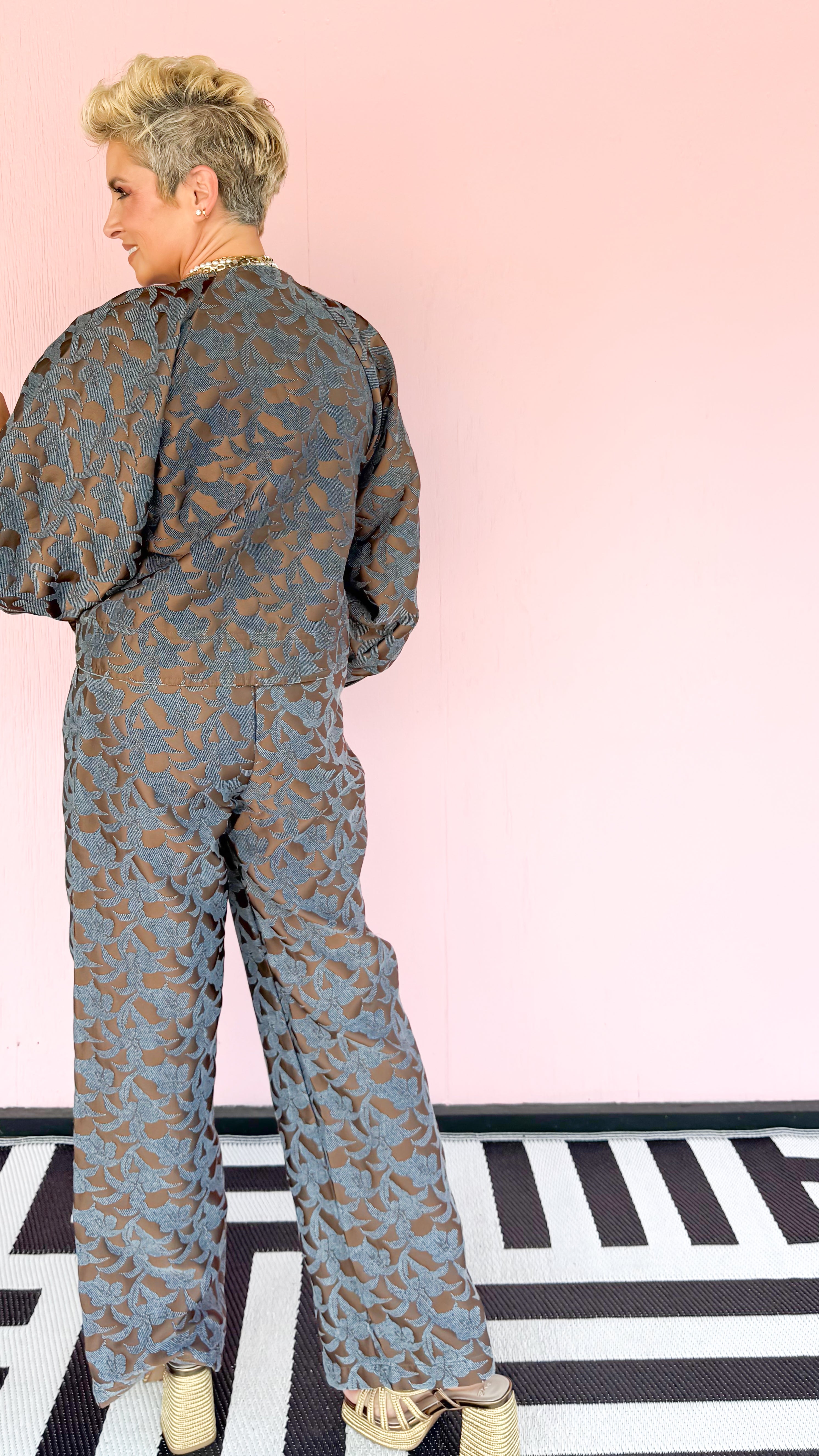 Frankie Denim Floral Pants - The BLVD