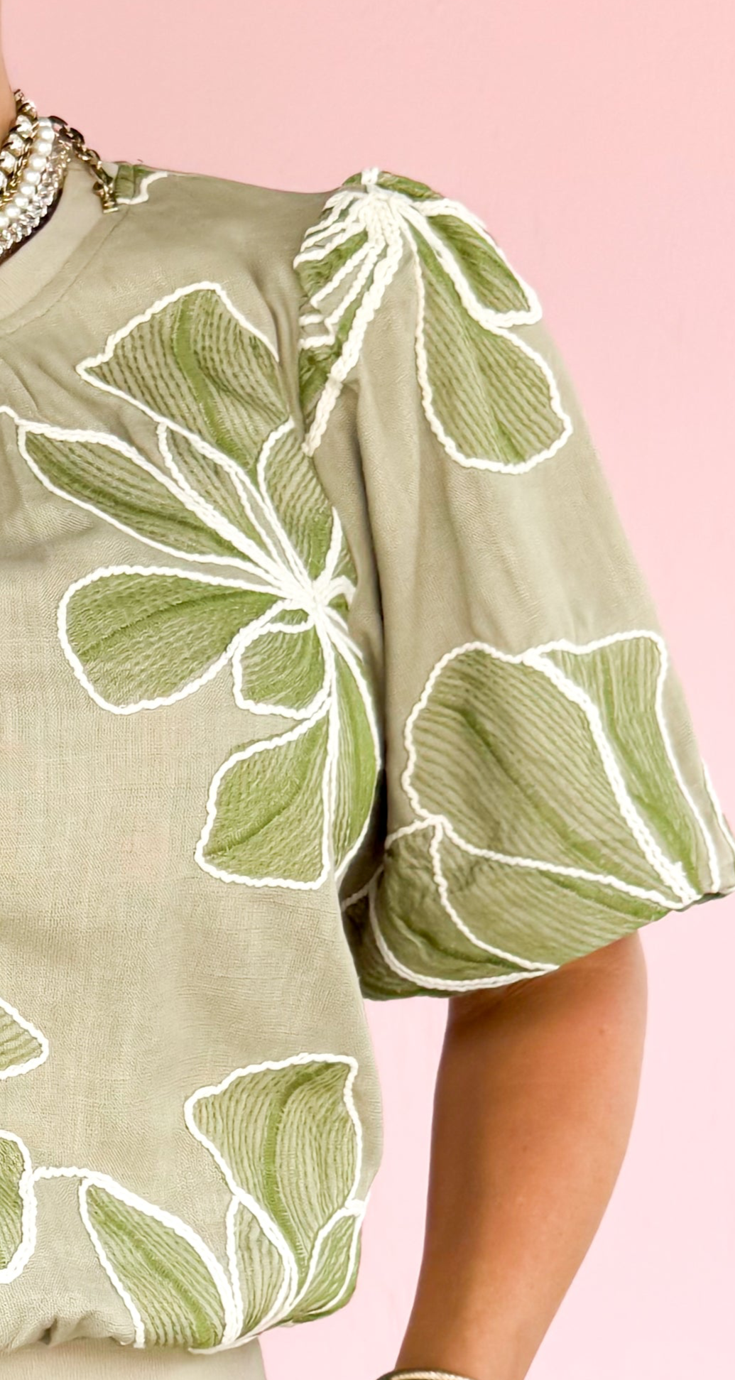 Dorinda Large Floral Top/Olive - The BLVD