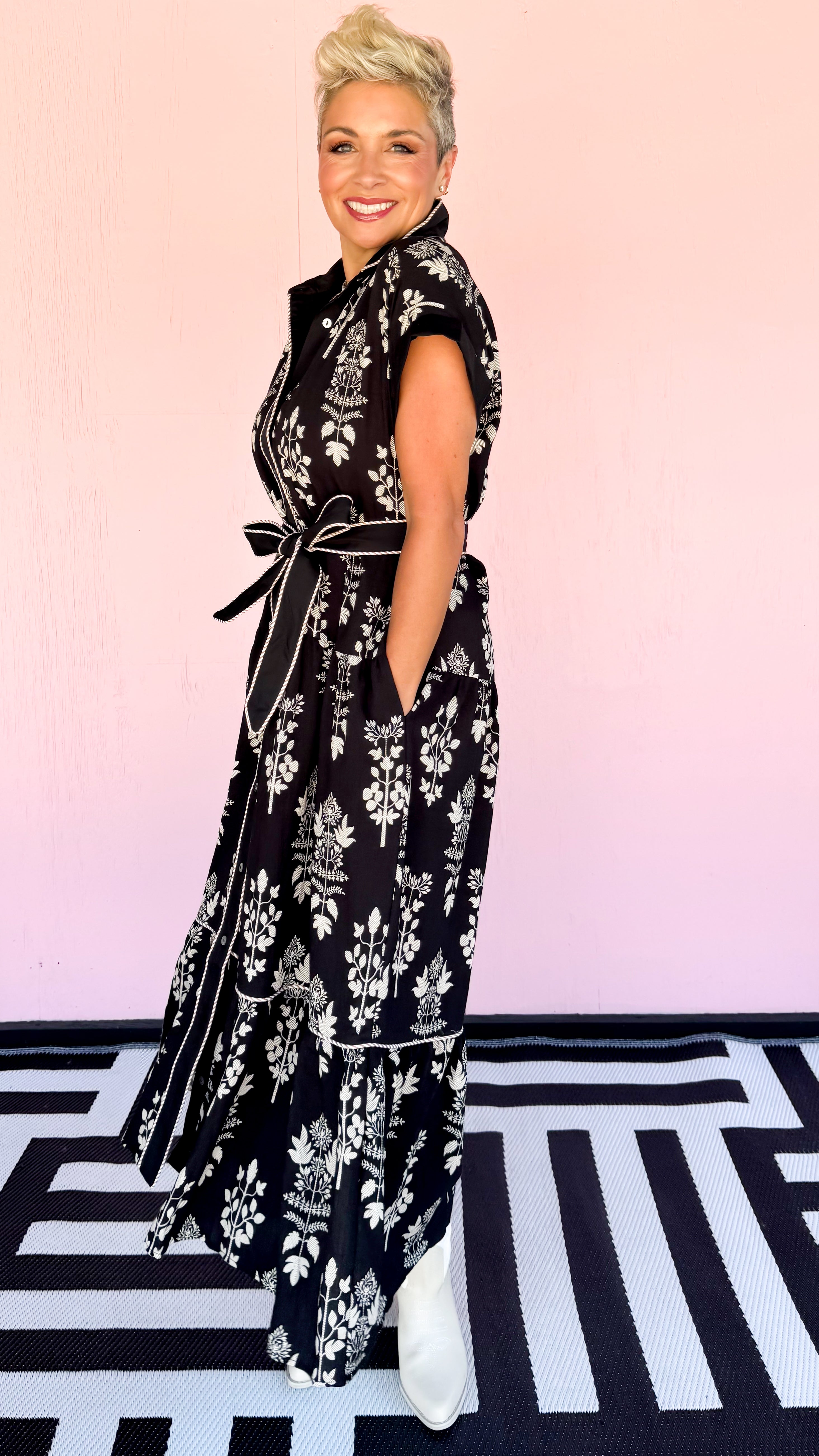 June Belted Maxi Dress/Black