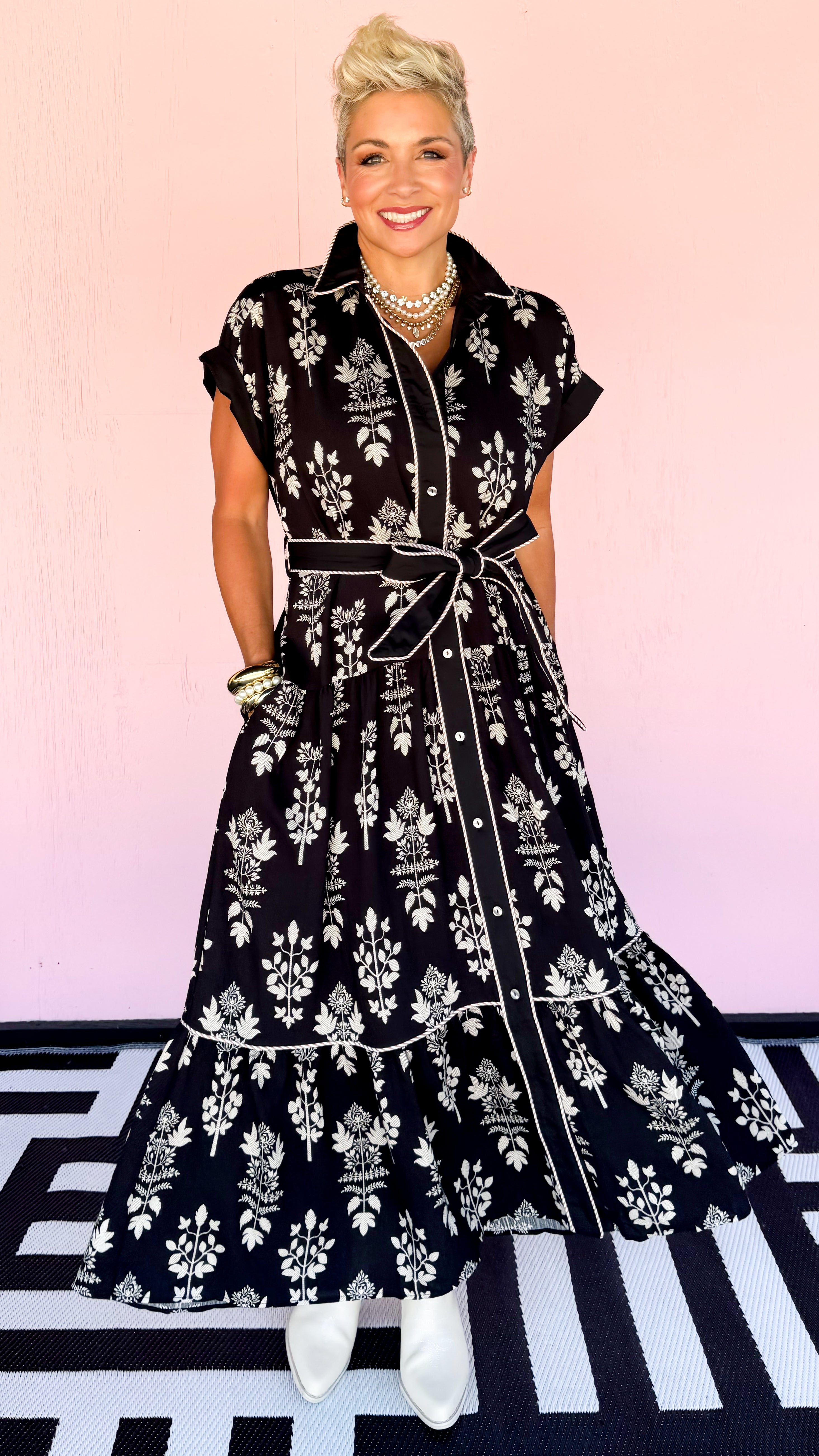 June Belted Maxi Dress/Black