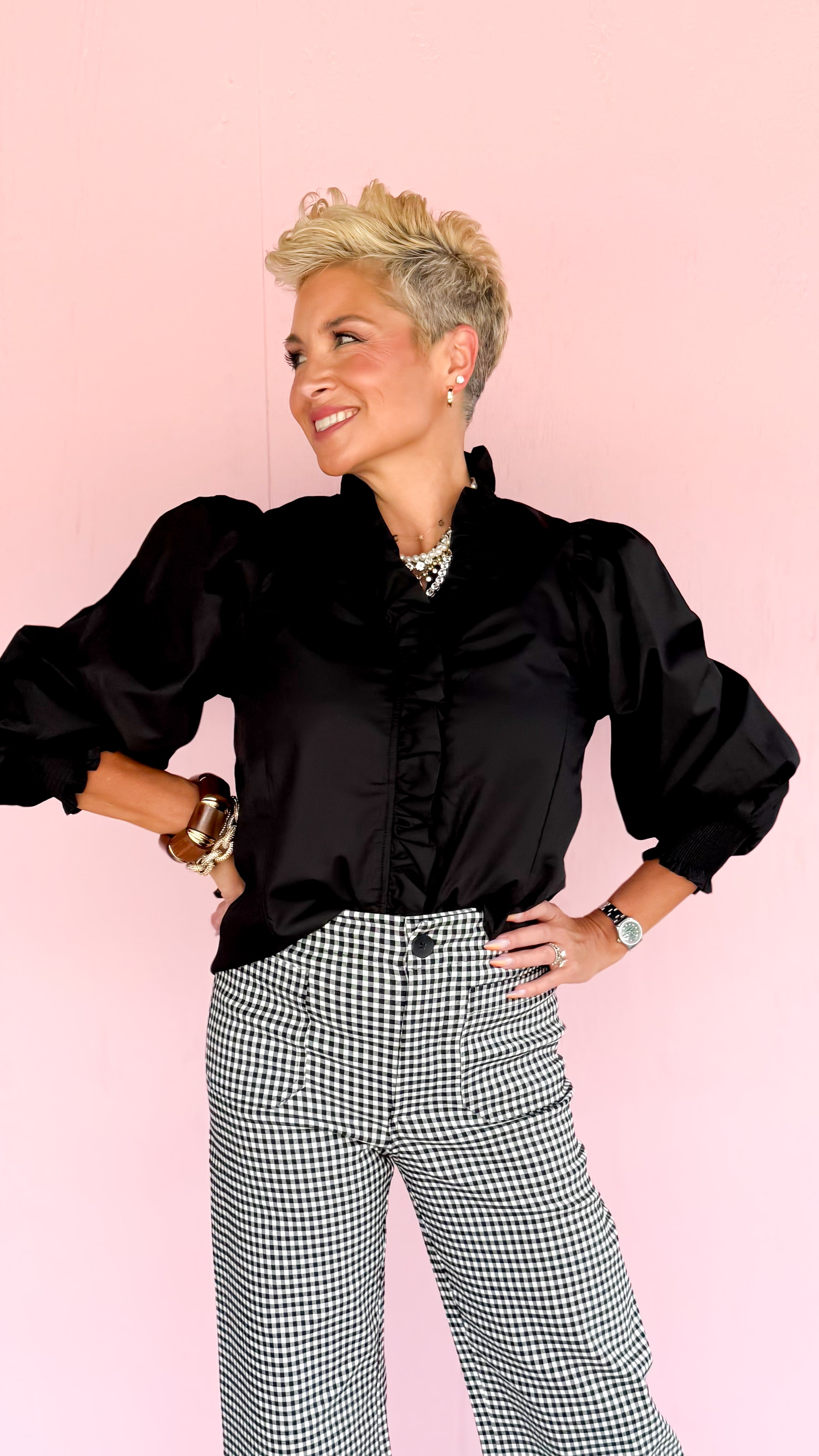 Colby Ruffle Top/Black