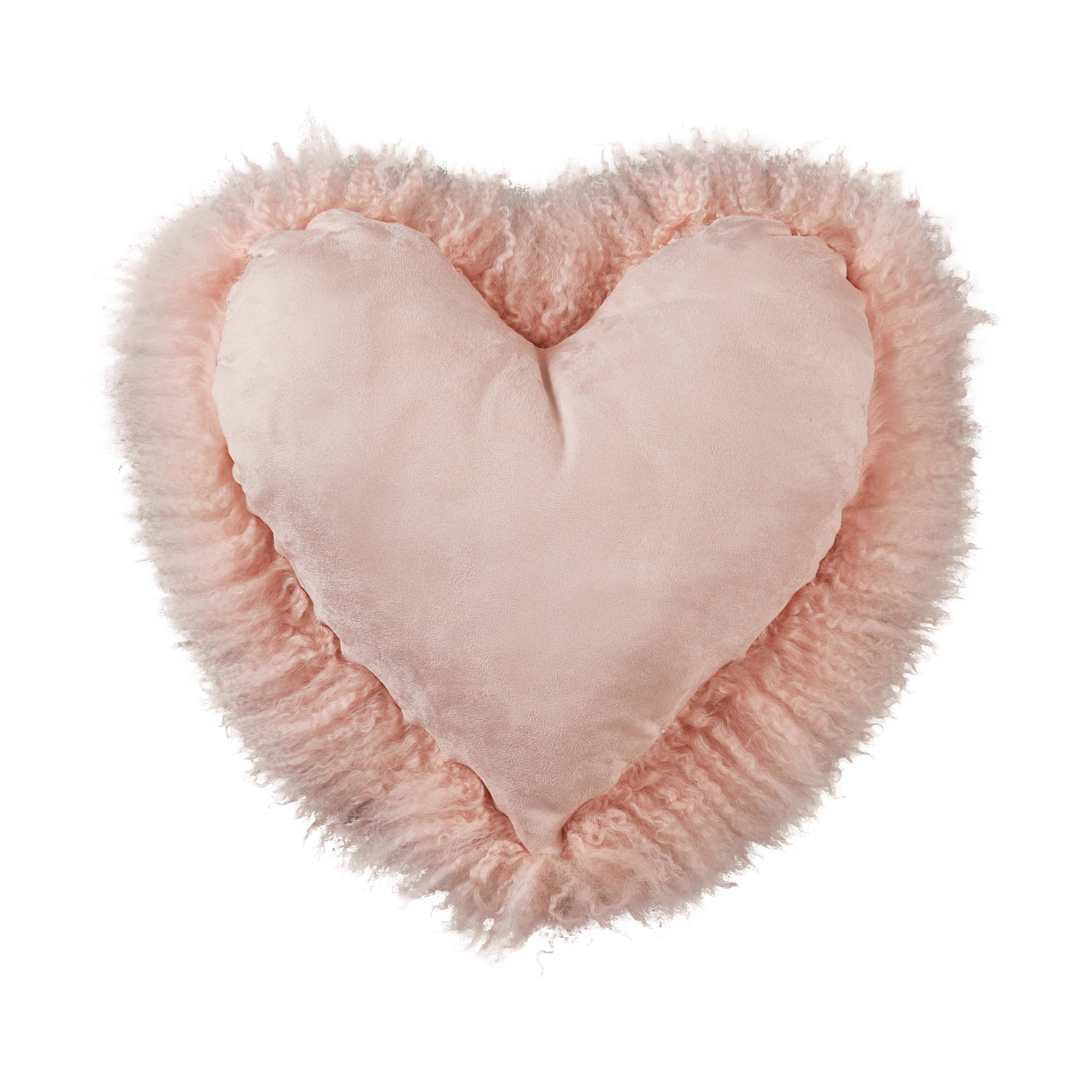 Mongolian Lamb Fur Heart Pillow - Poly Filled - The BLVD