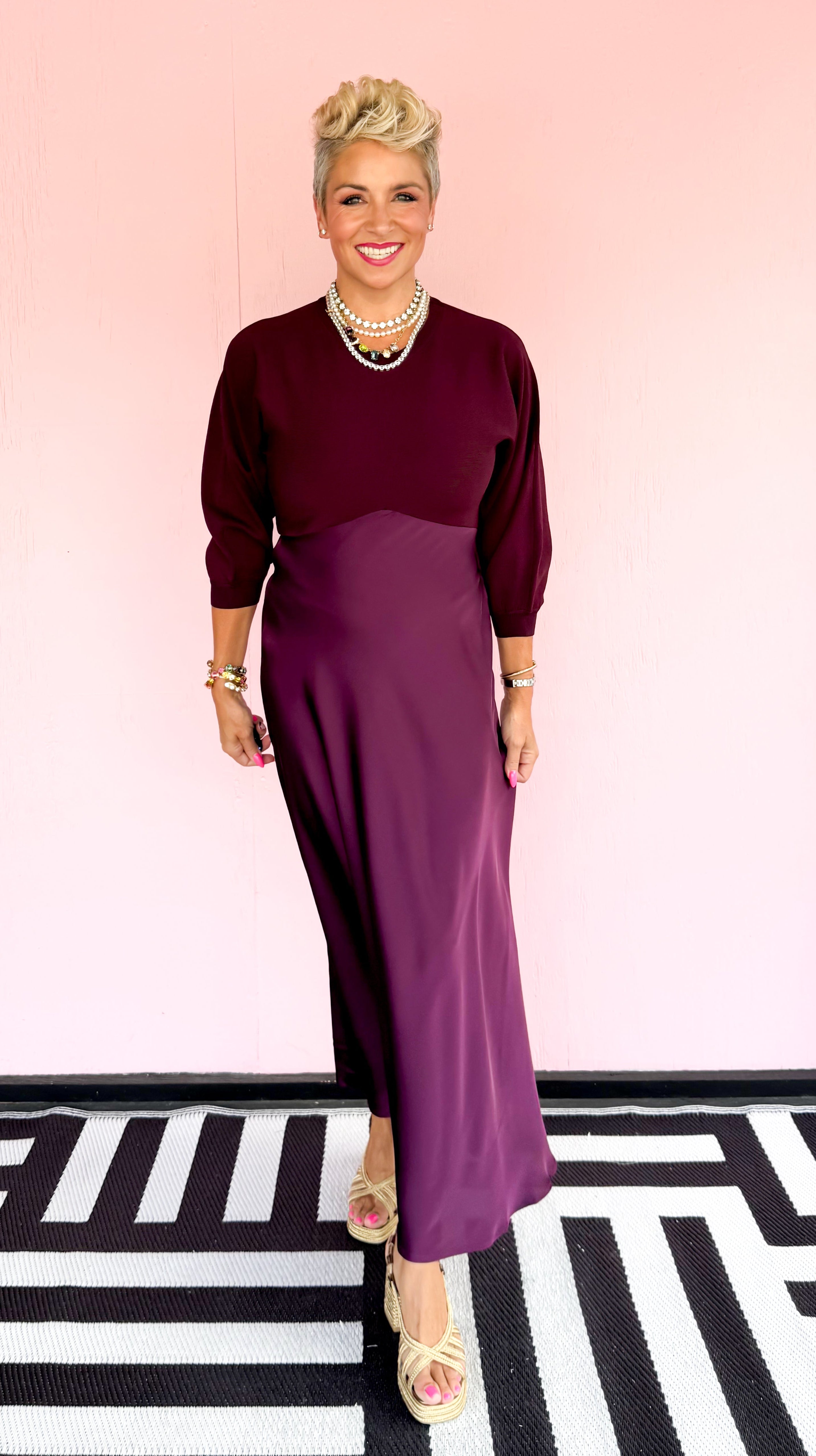 Shiela Sweater Top Dress/Berry