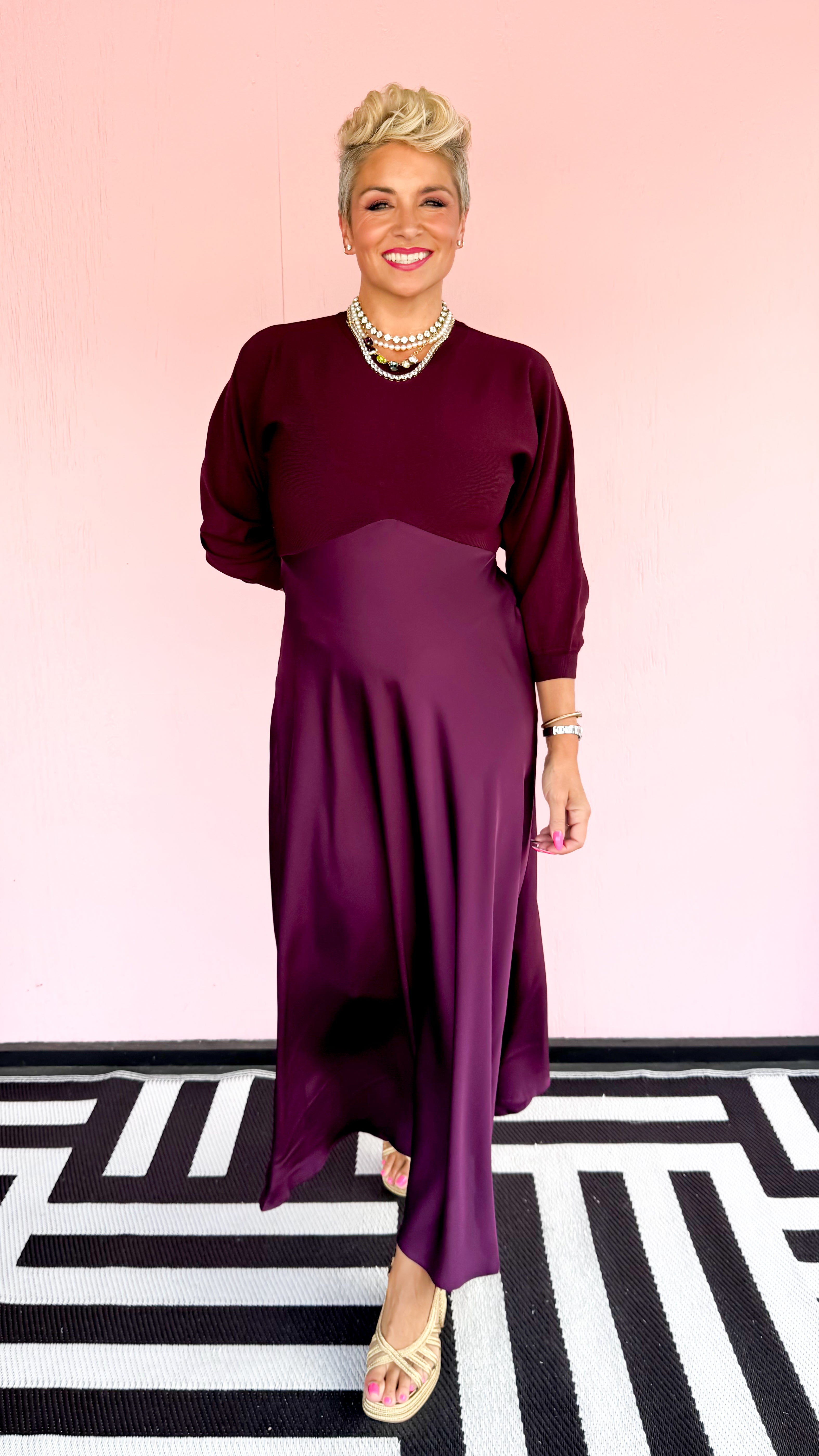 Shiela Sweater Top Dress/Berry