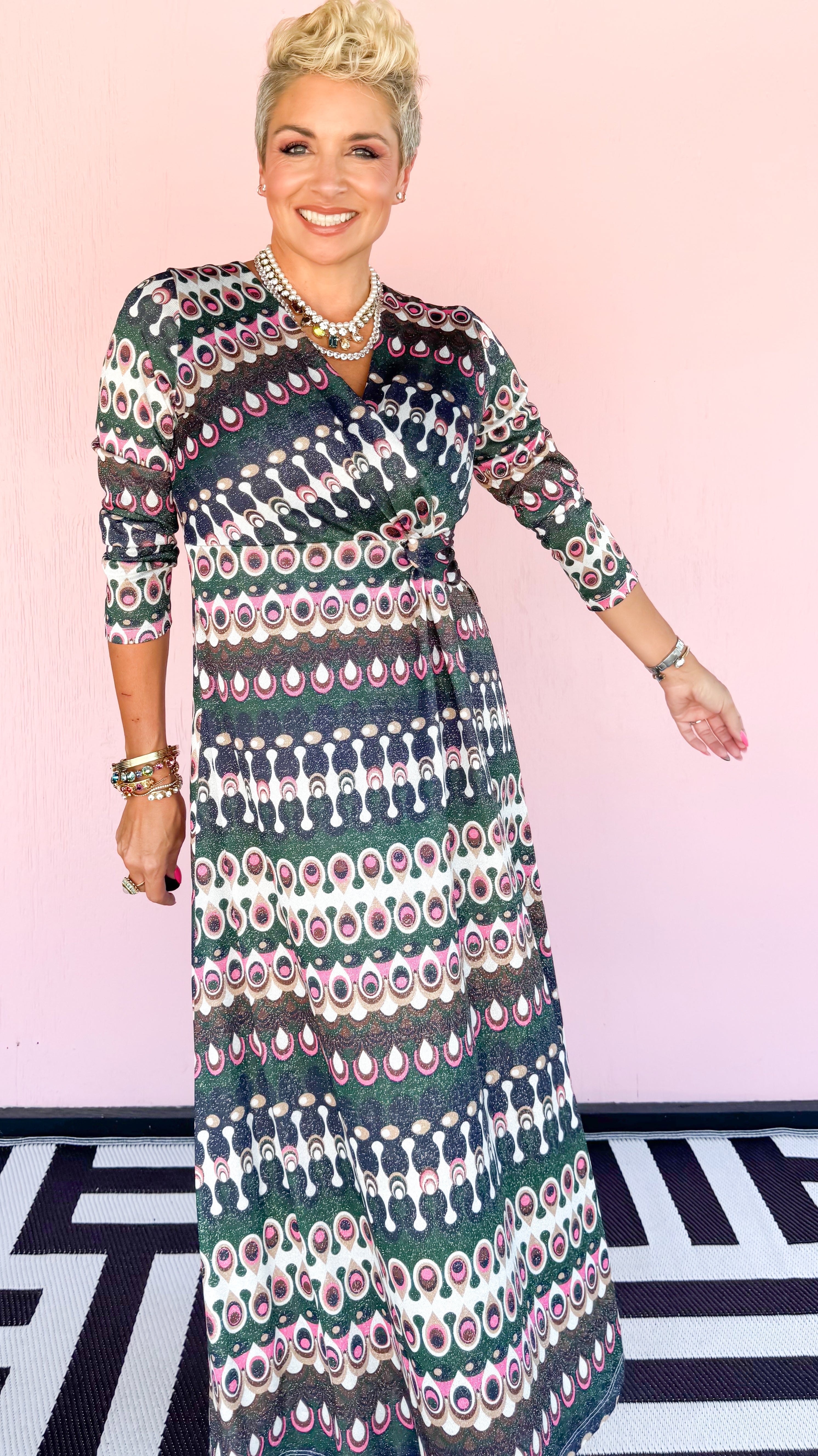 Retro Abstract Maxi Dress/Green - The BLVD