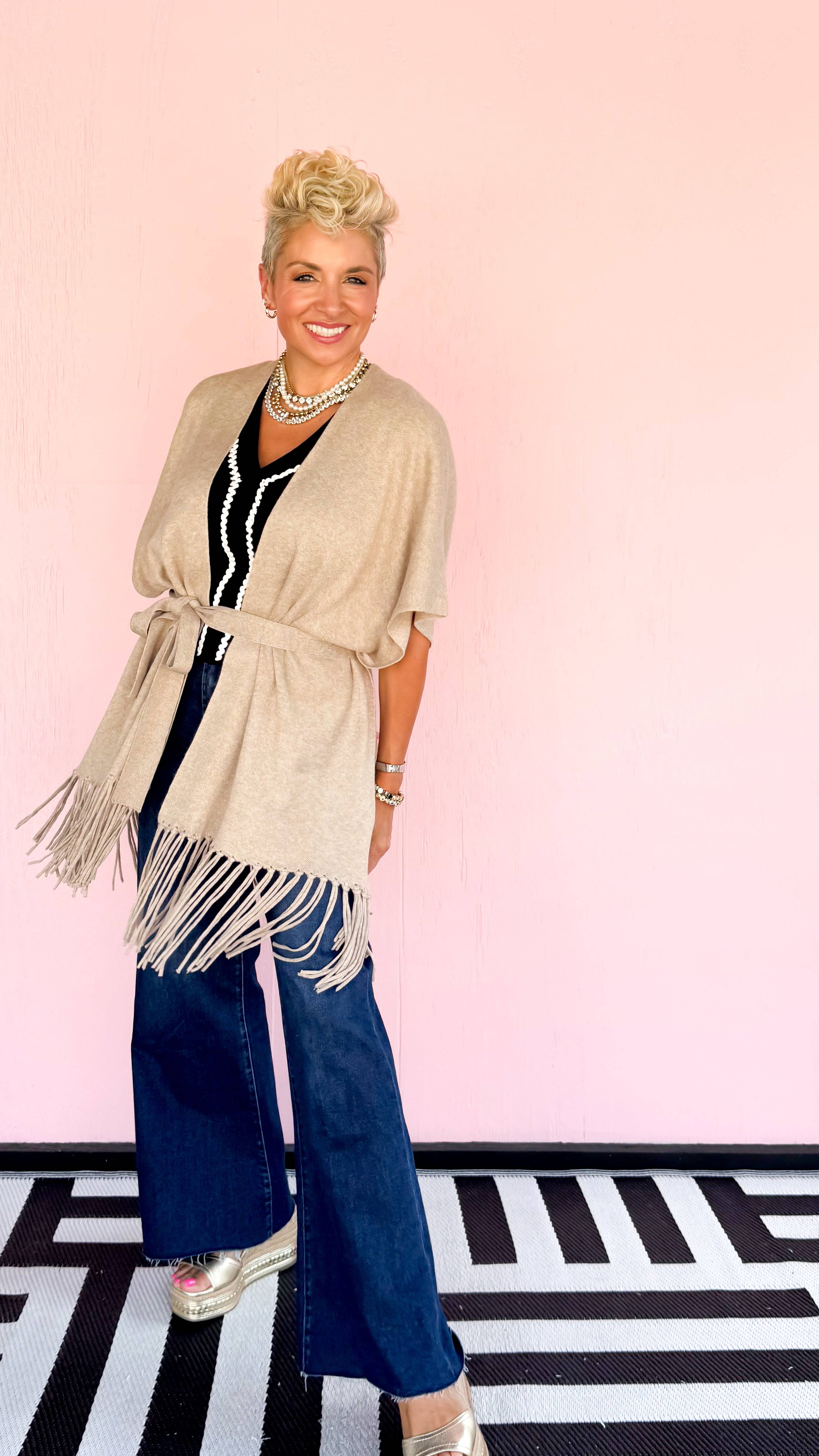 Fringe Tied Cardigan - The BLVD