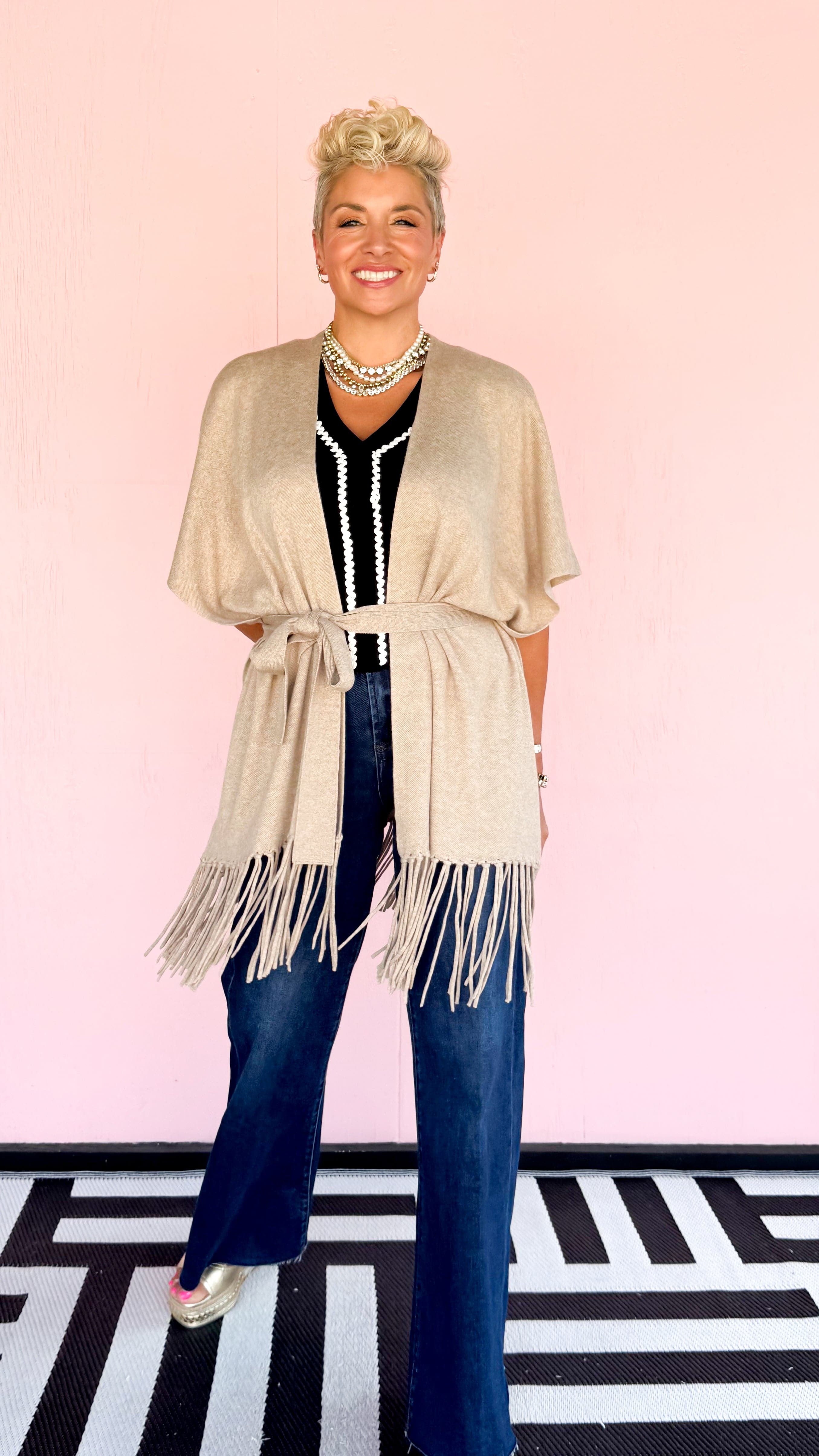 Fringe Tied Cardigan - The BLVD