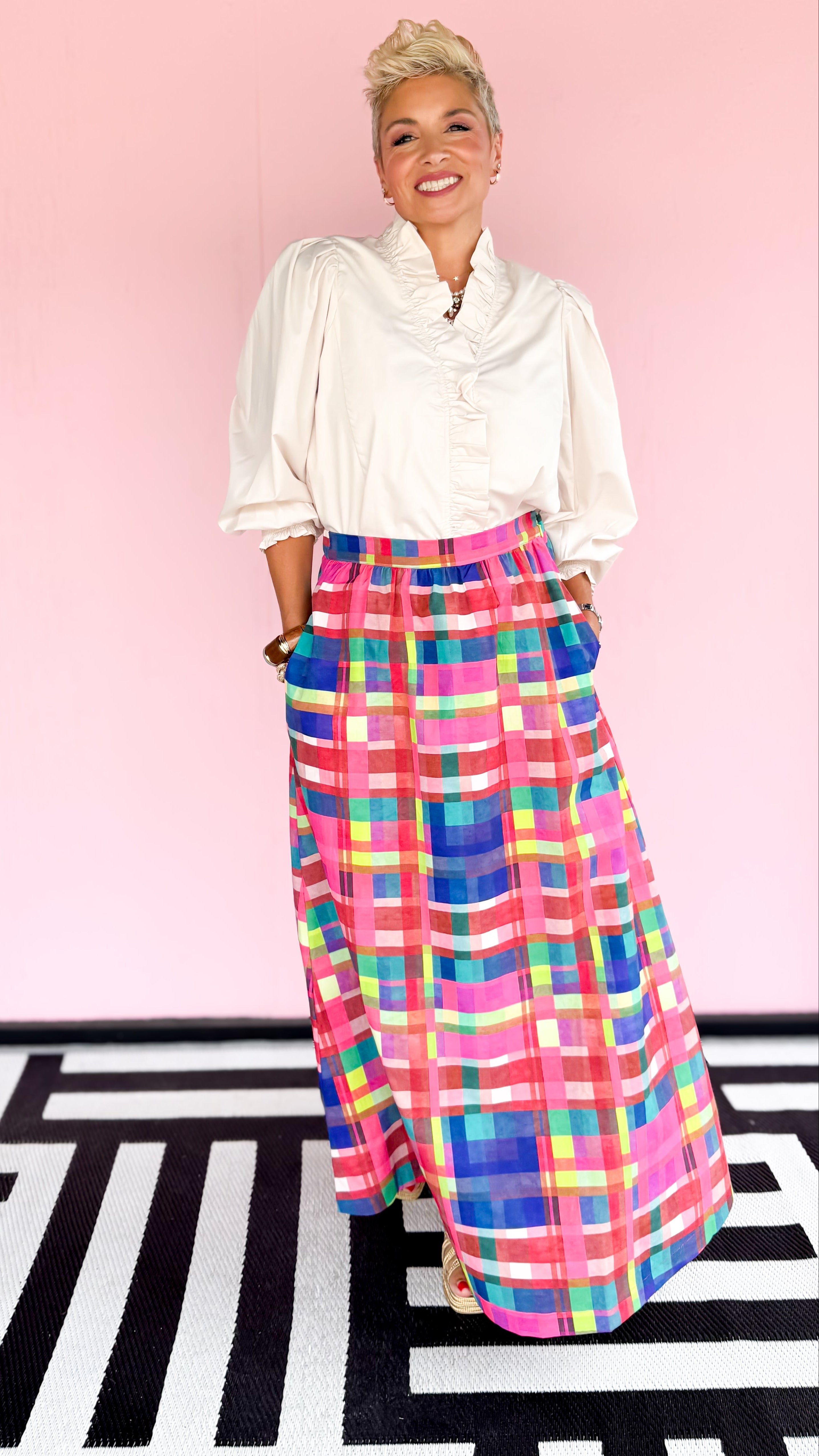 Daphne Maxi Skirt/Hot Pink