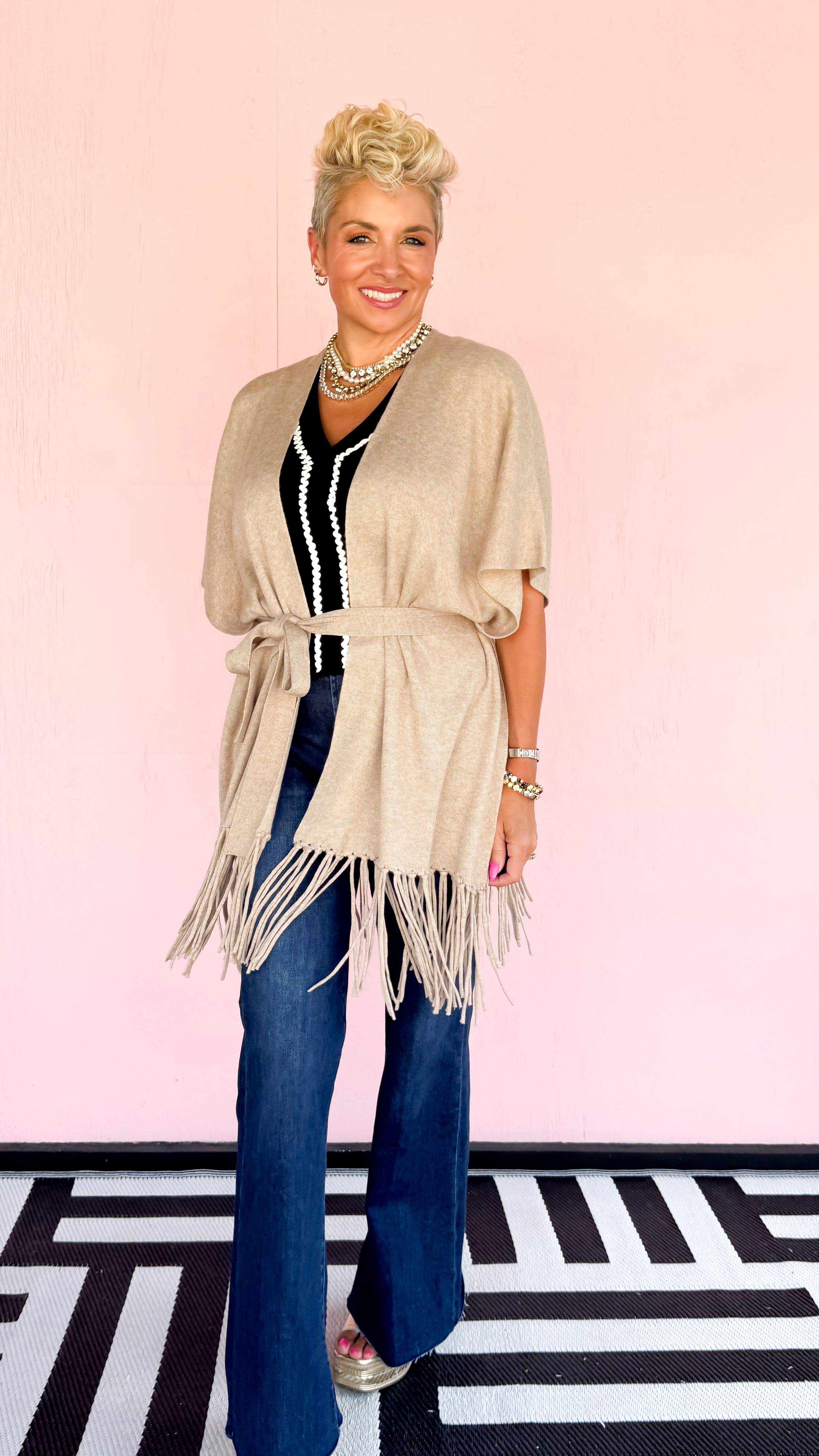 Fringe Tied Cardigan - The BLVD