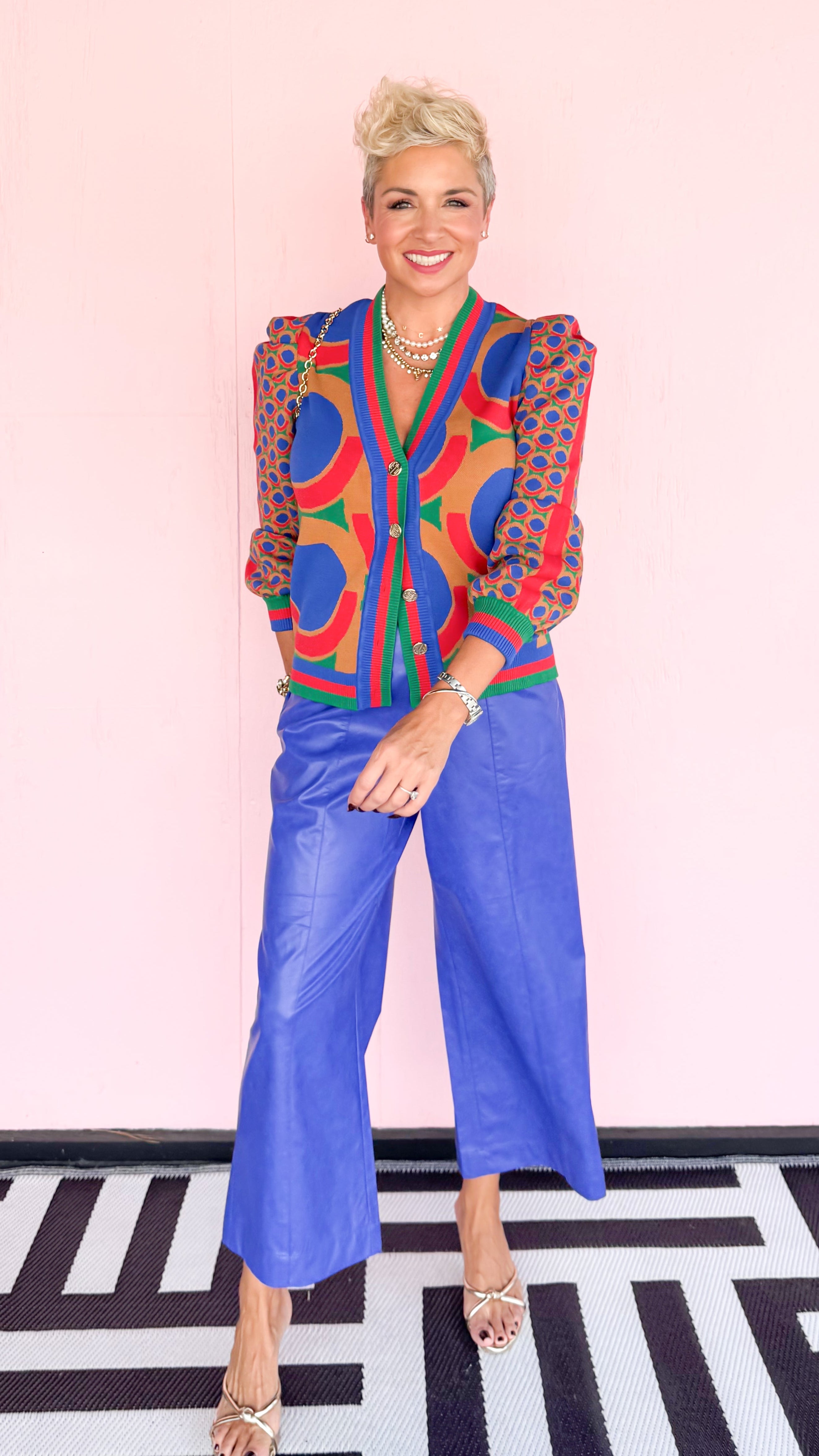 Vegan Leather Cropped Pants/Blue