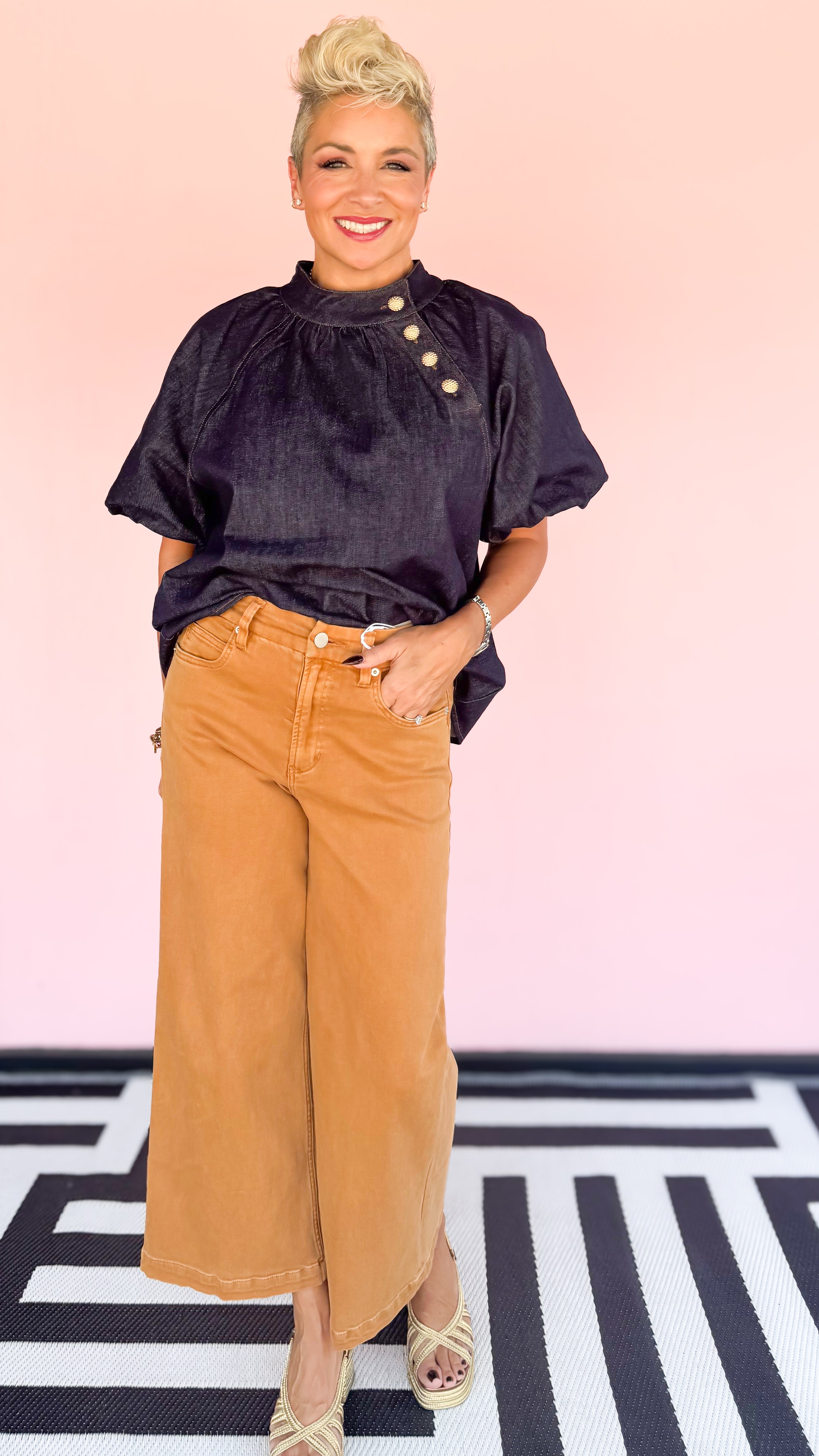 AUDREY WIDE LEG JEAN/Biscuit