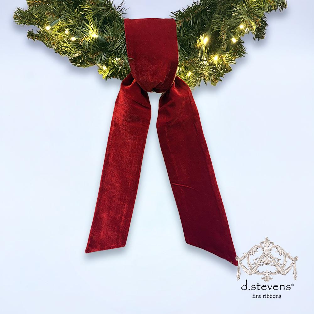 Dark red velvet sash with metallic gold back, 4 by 56 inches, full view