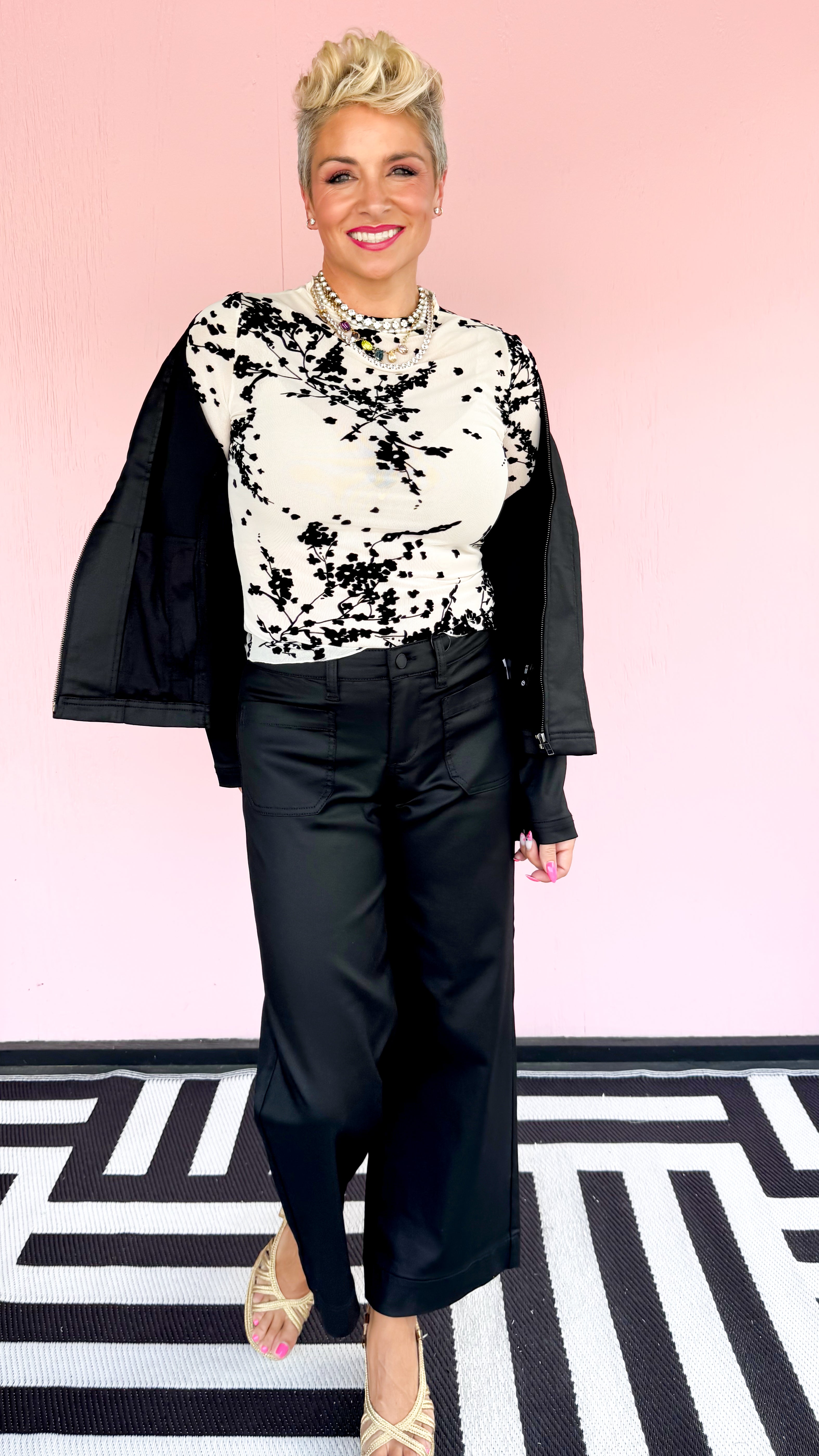 Mesh Velvet Burnout Top/Cream - The BLVD