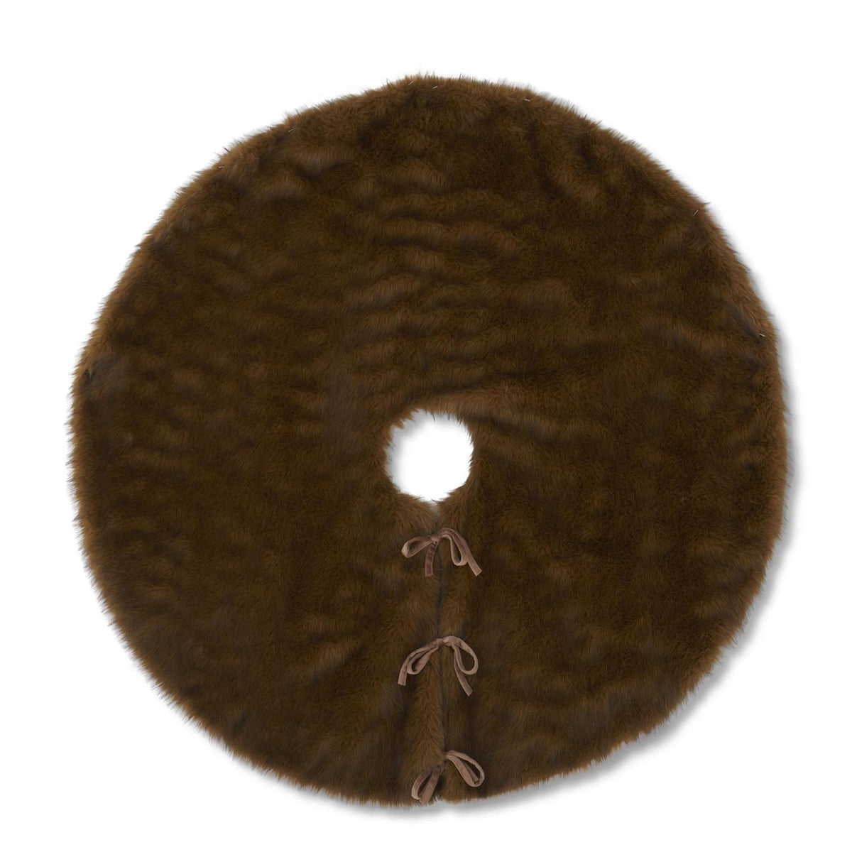 50 inch brown vegan fur Christmas tree skirt, original product photo