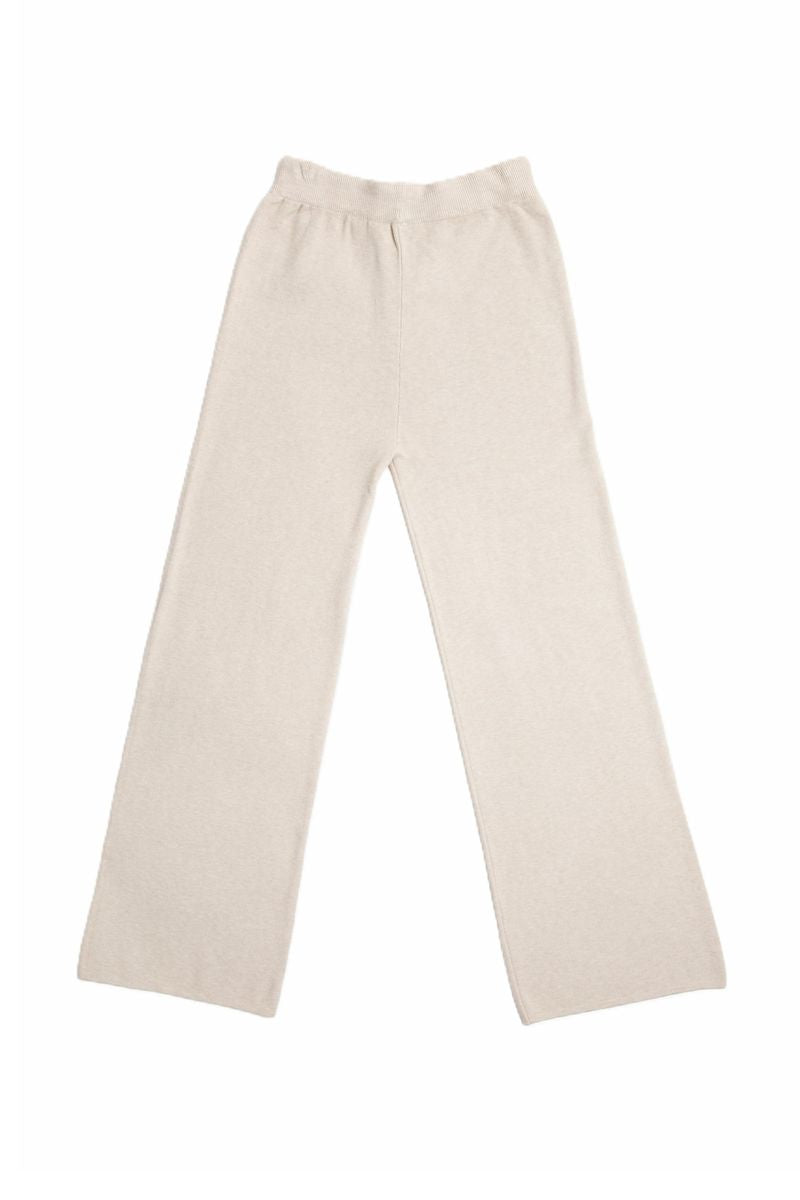 Beige Solid Lounge Wide Leg Pants