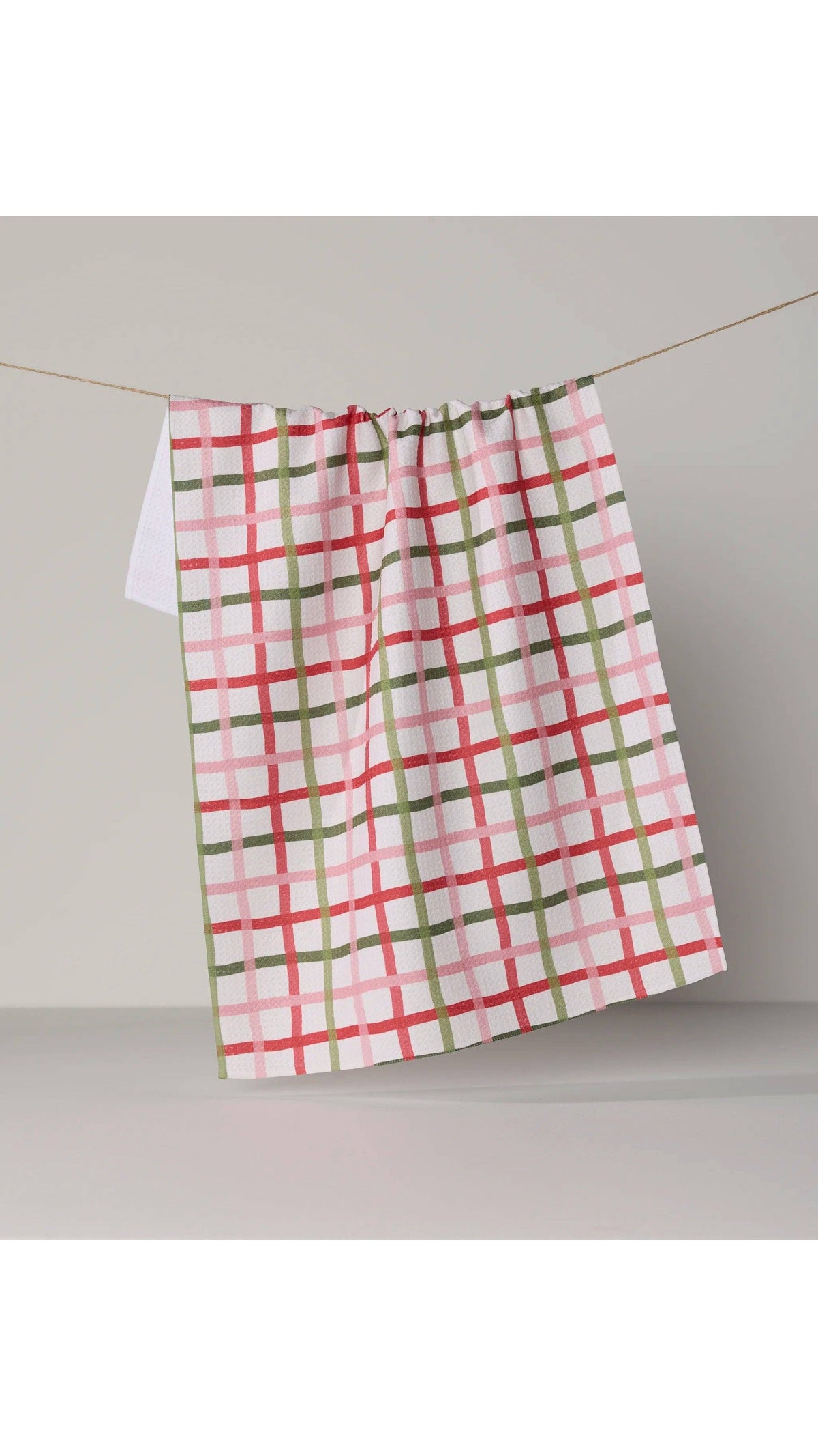 Geometry Festive Plaid Christmas tea towel, 18 x 30, full view on white