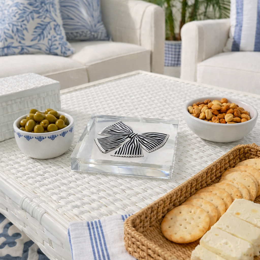 Acrylic Napkin Weight, Black Bow
