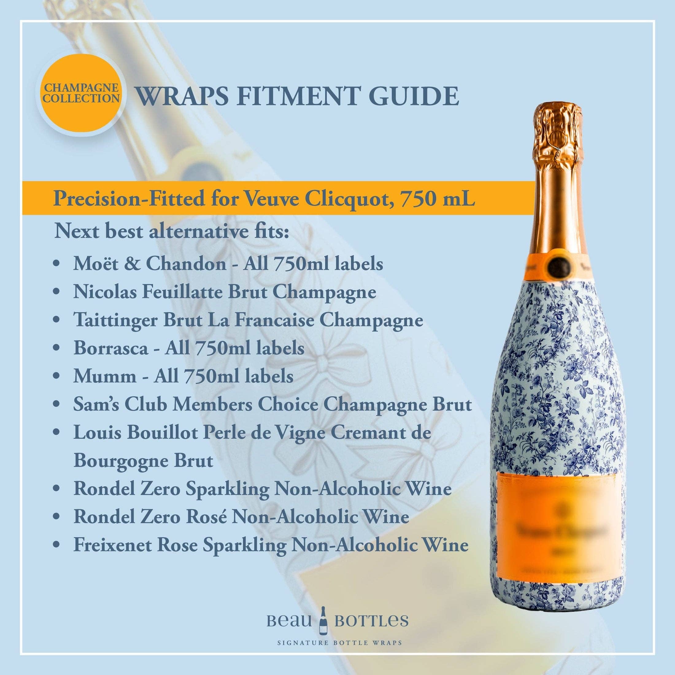 Beau Bottles Parfait Jardin floral champagne bottle wrap — detail view — BLVD Boutik
