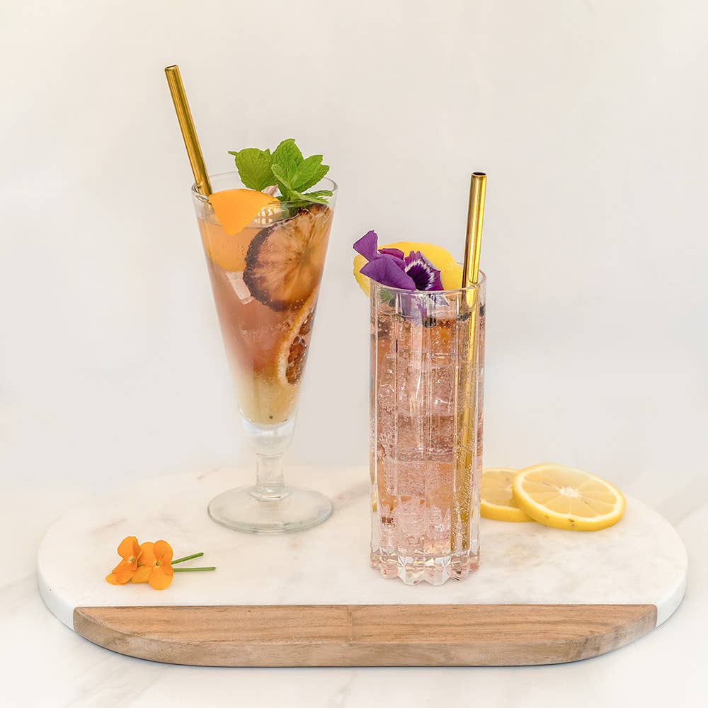 Metal Cocktail Straws - Standard Set of 6, Gold - The BLVD