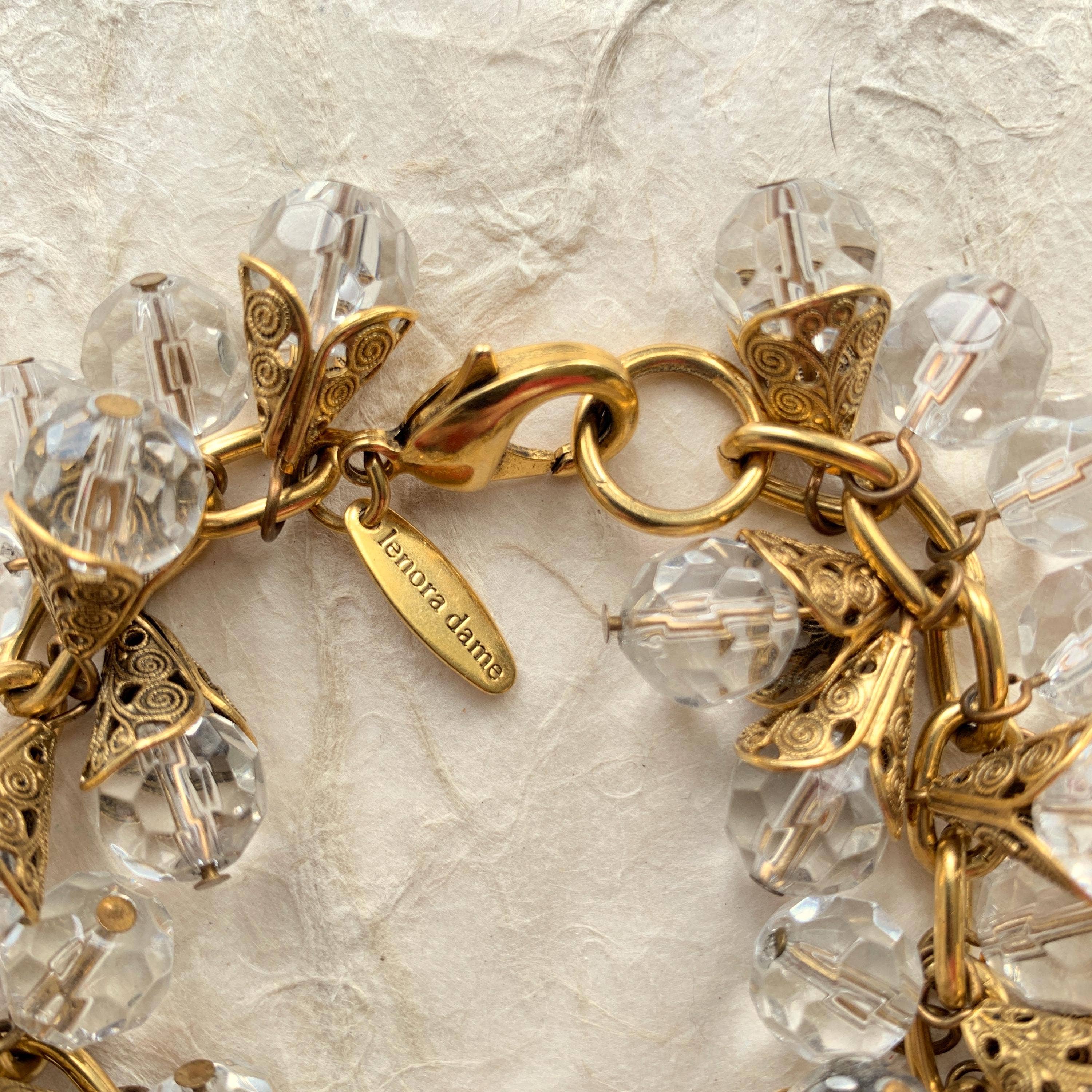Filigree Bead Cap Lucite Charm Bracelet