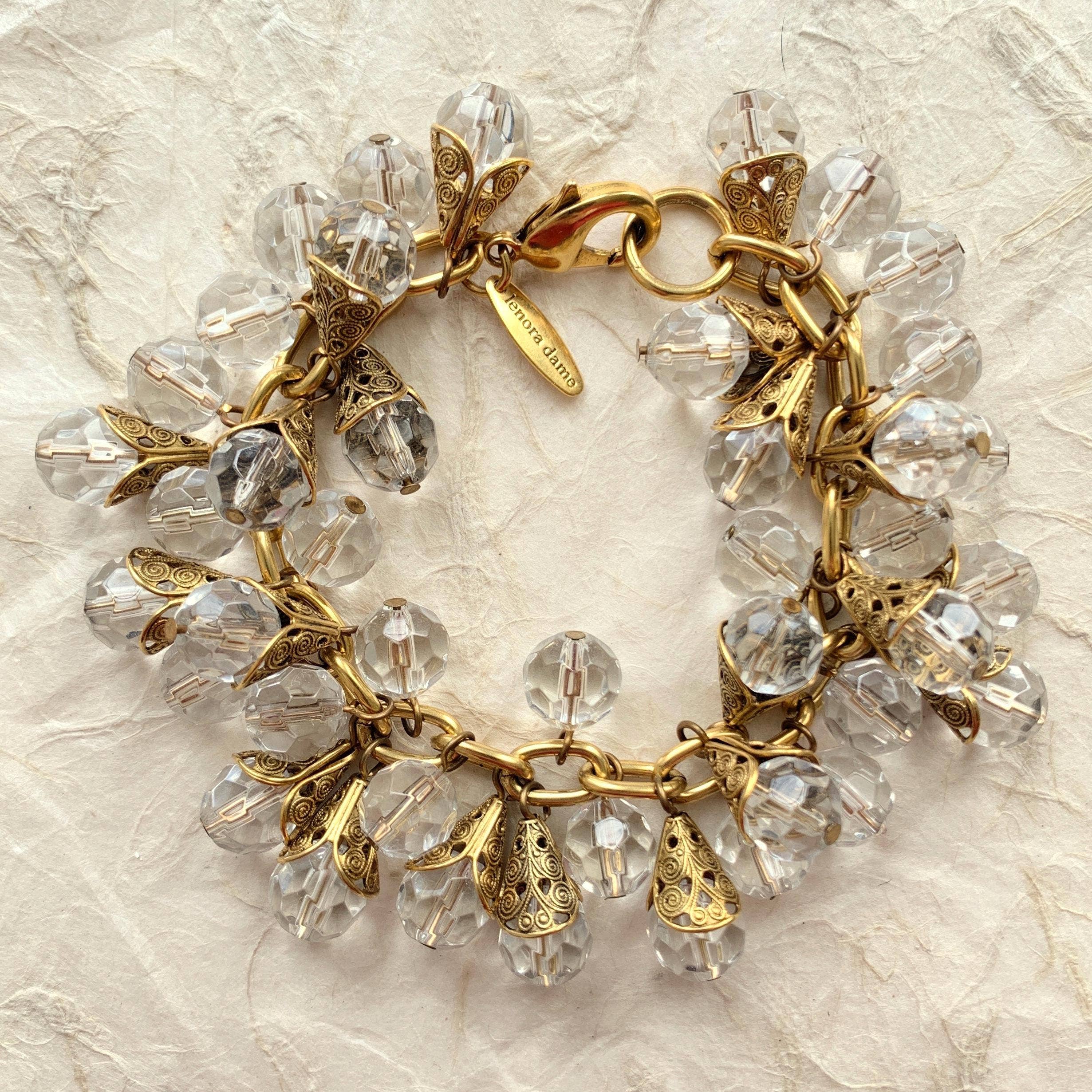 Filigree Bead Cap Lucite Charm Bracelet