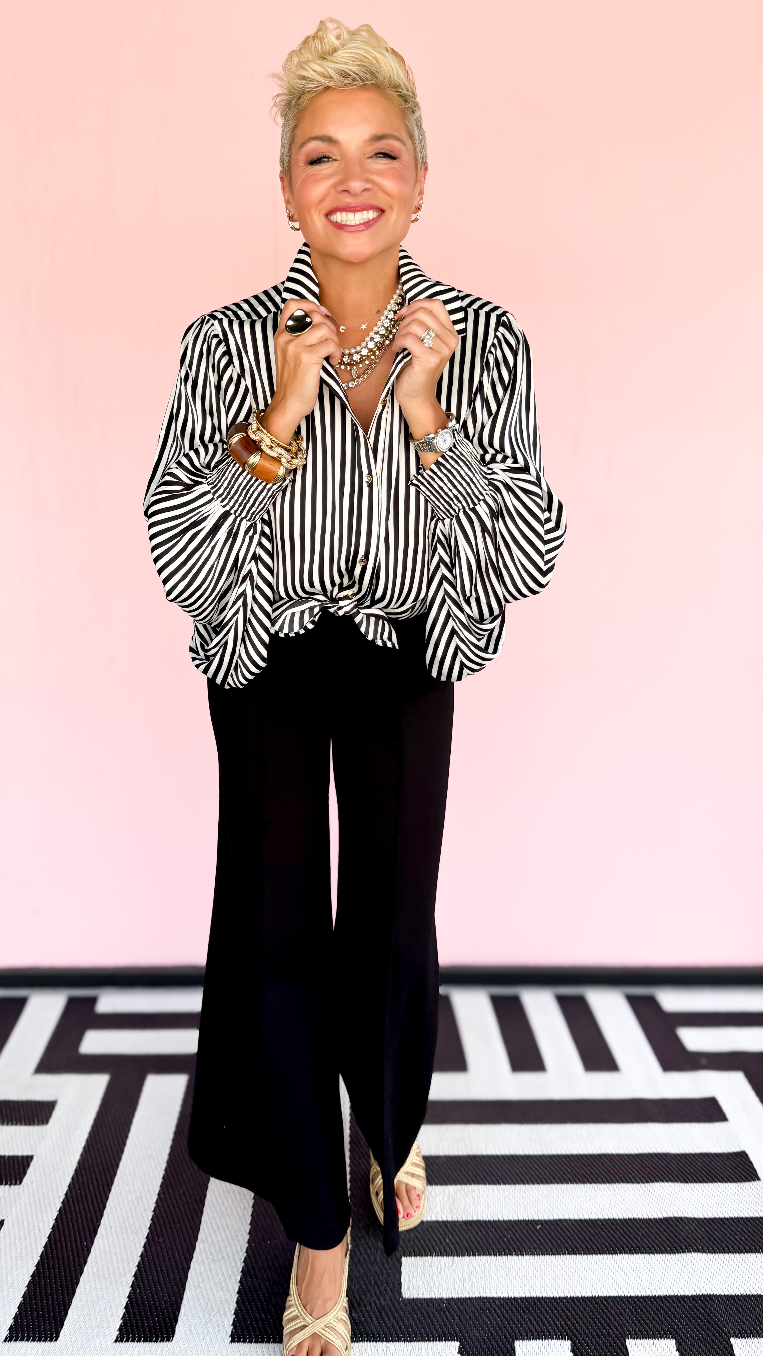 Baylee Striped Top/Black