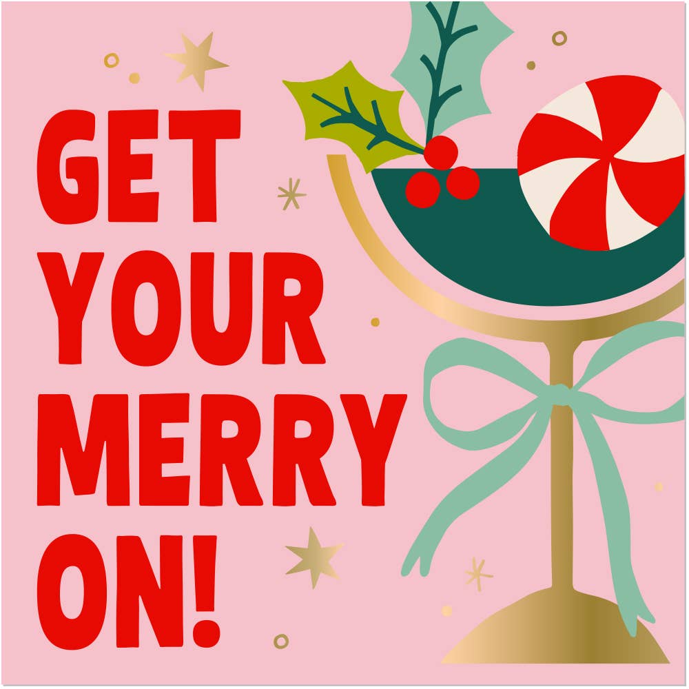 Merry On holiday cocktail napkins, pack of 20, original product photo