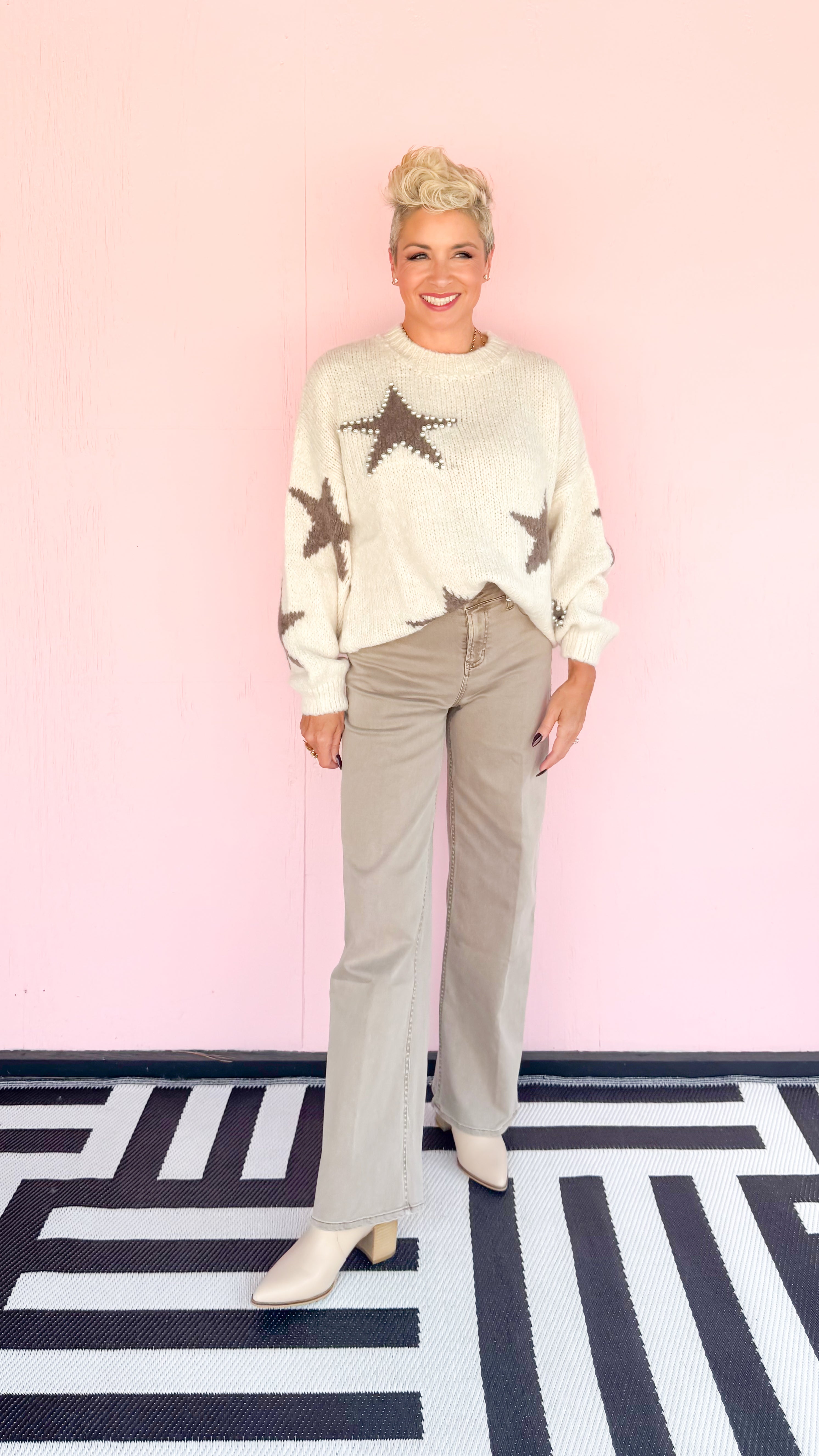 Stars/Pearls Chunky Sweater/Cream