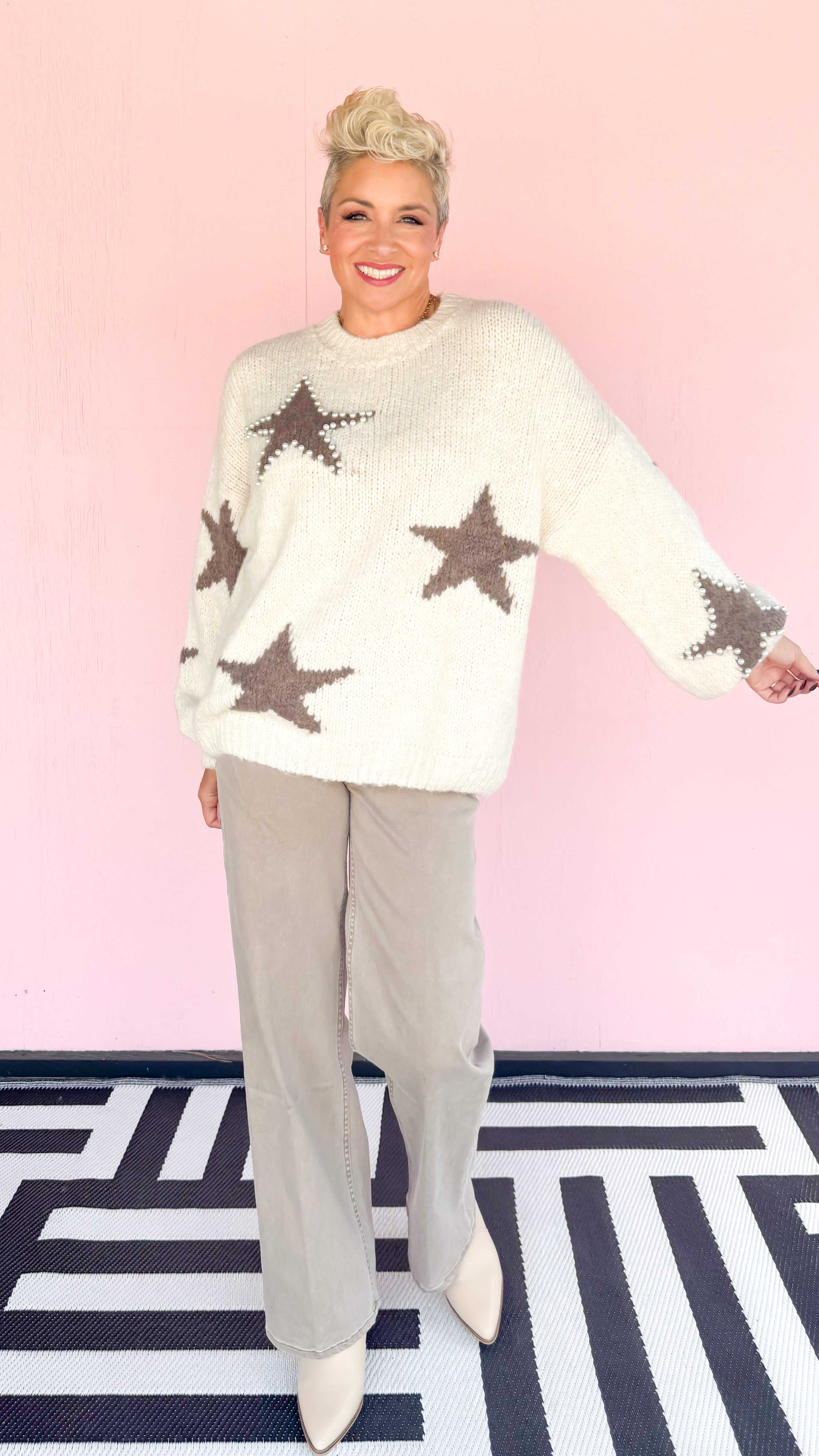 Stars/Pearls Chunky Sweater/Cream