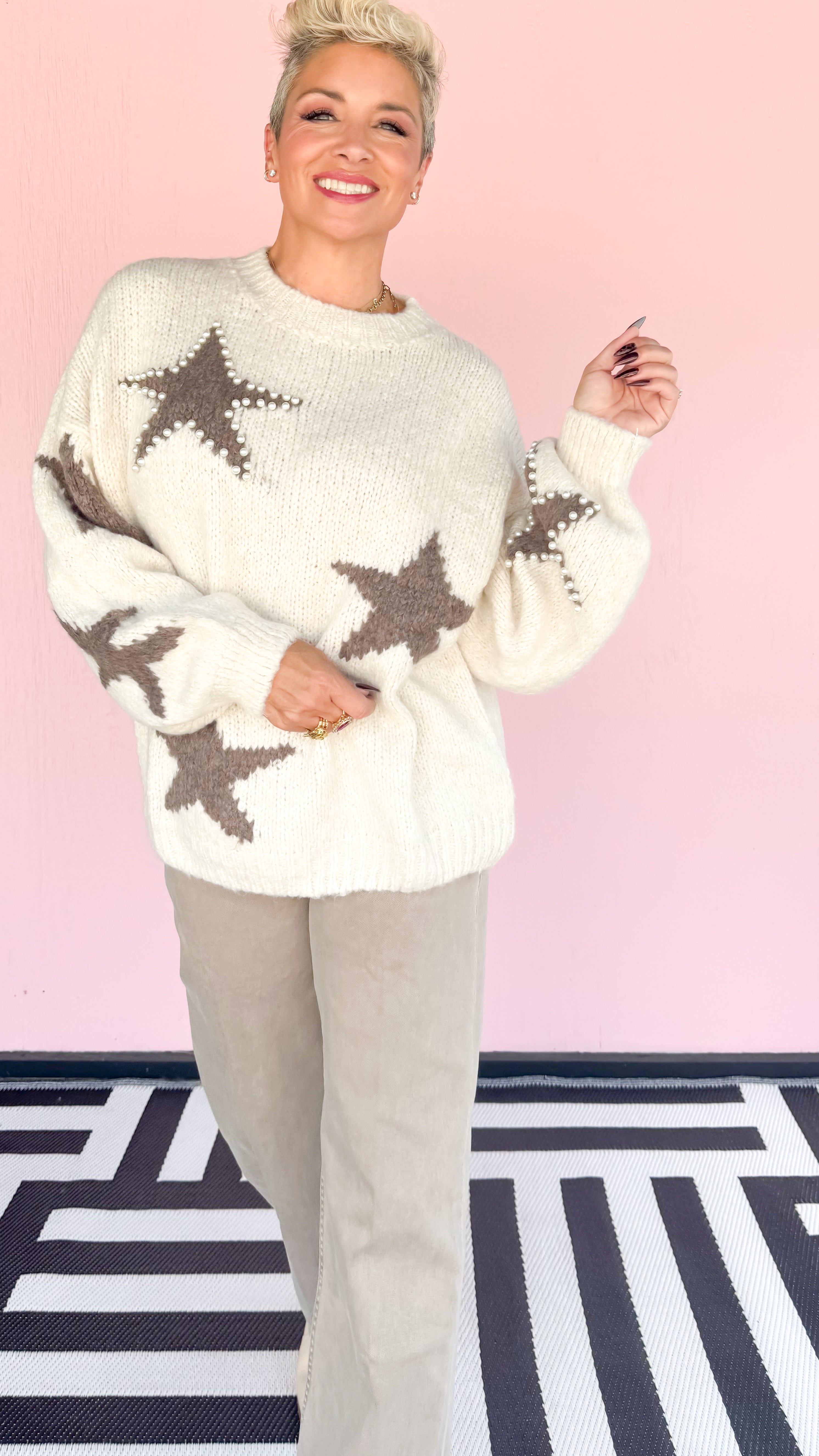 Stars/Pearls Chunky Sweater/Cream