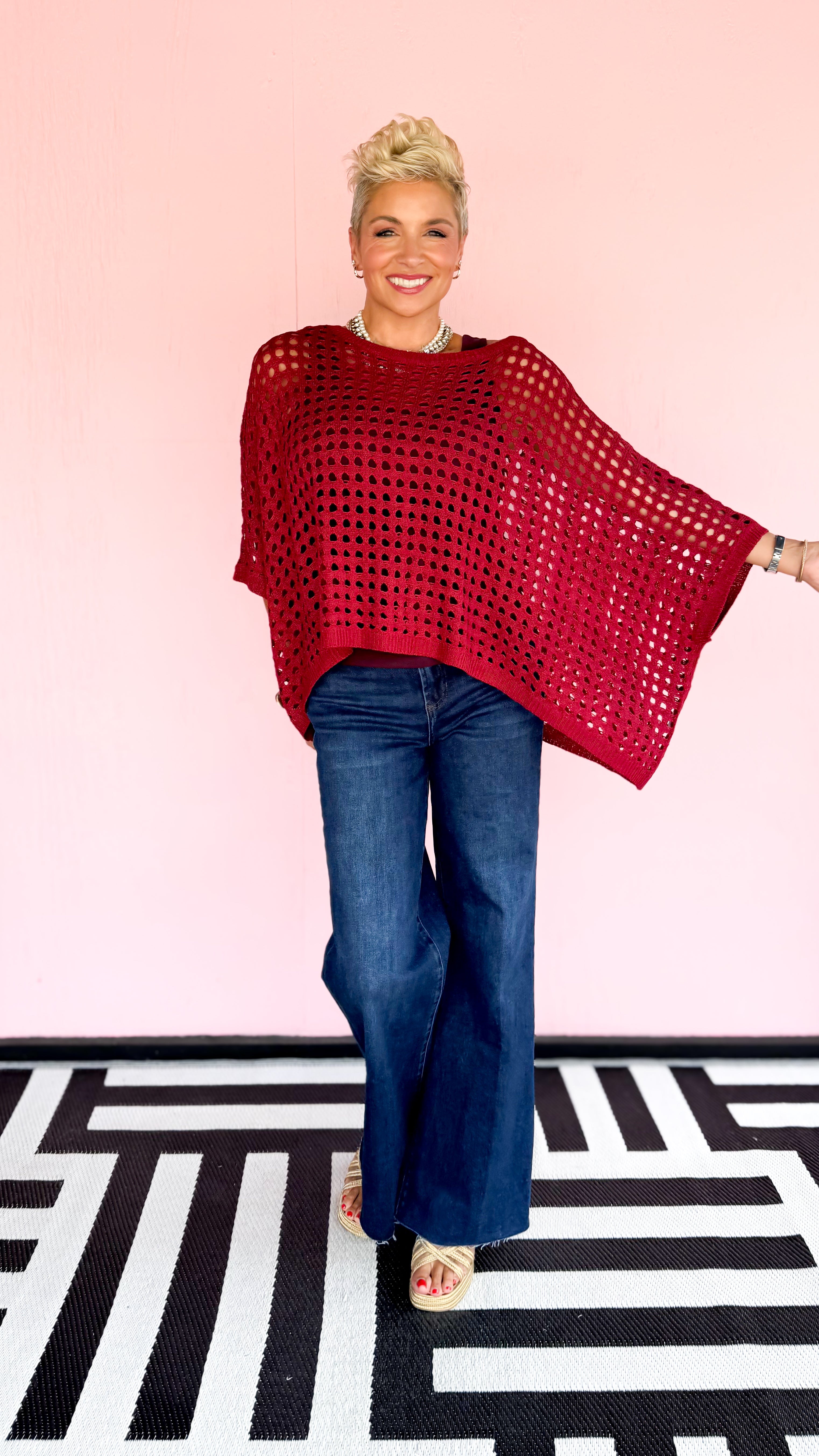 Winona Poncho Top/Maroon