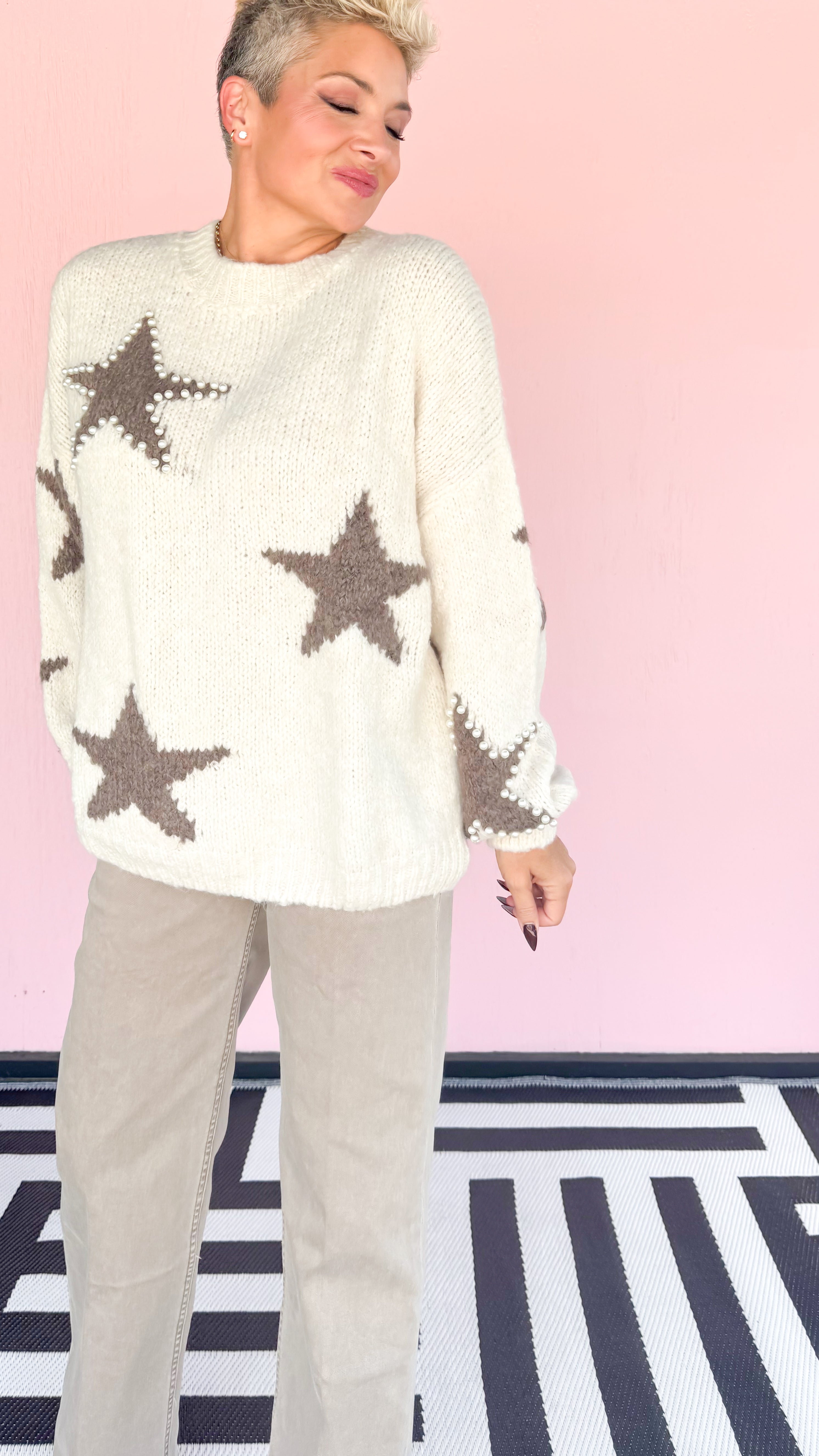 Stars/Pearls Chunky Sweater/Cream