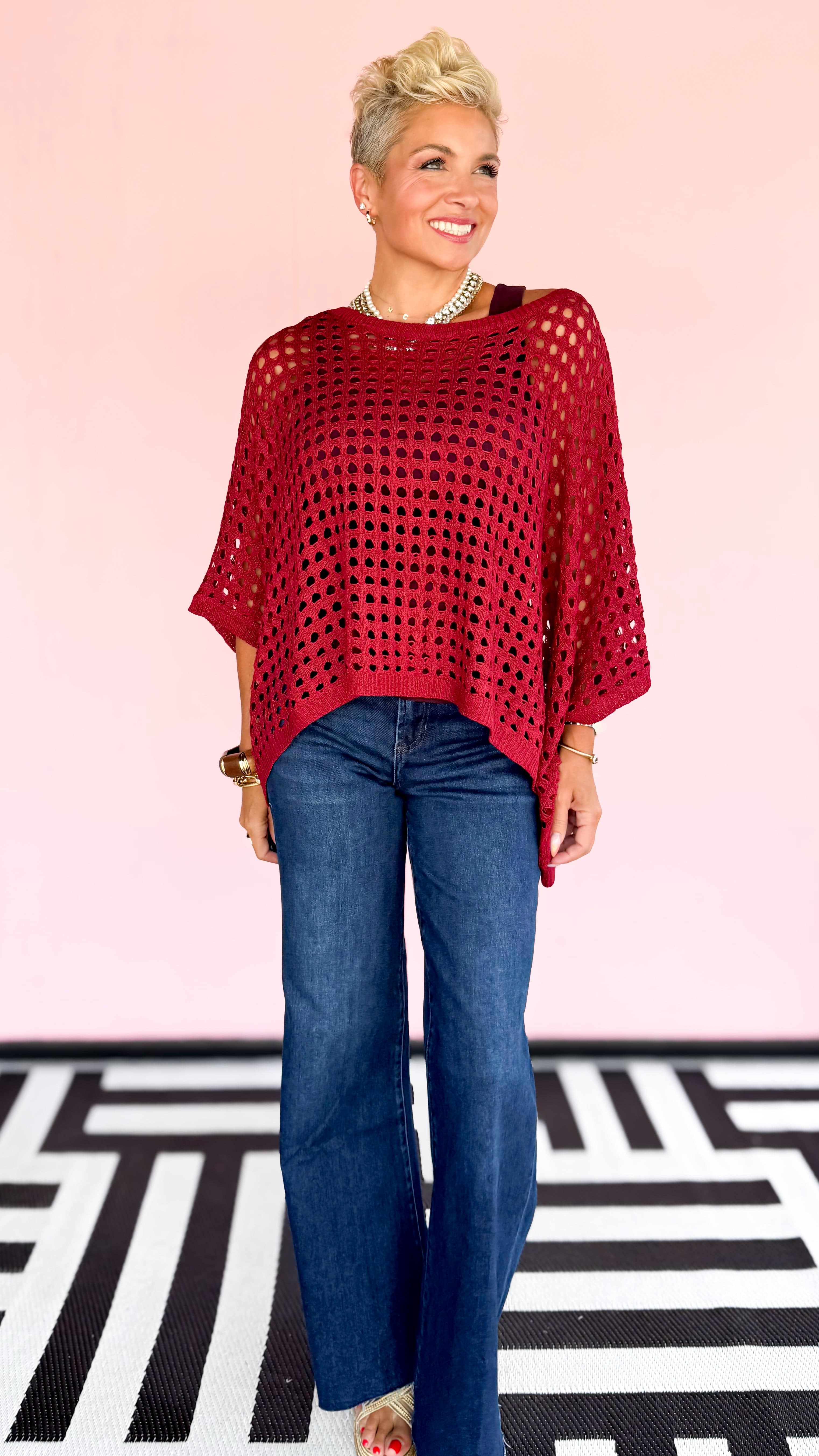 Winona Poncho Top/Maroon - The BLVD