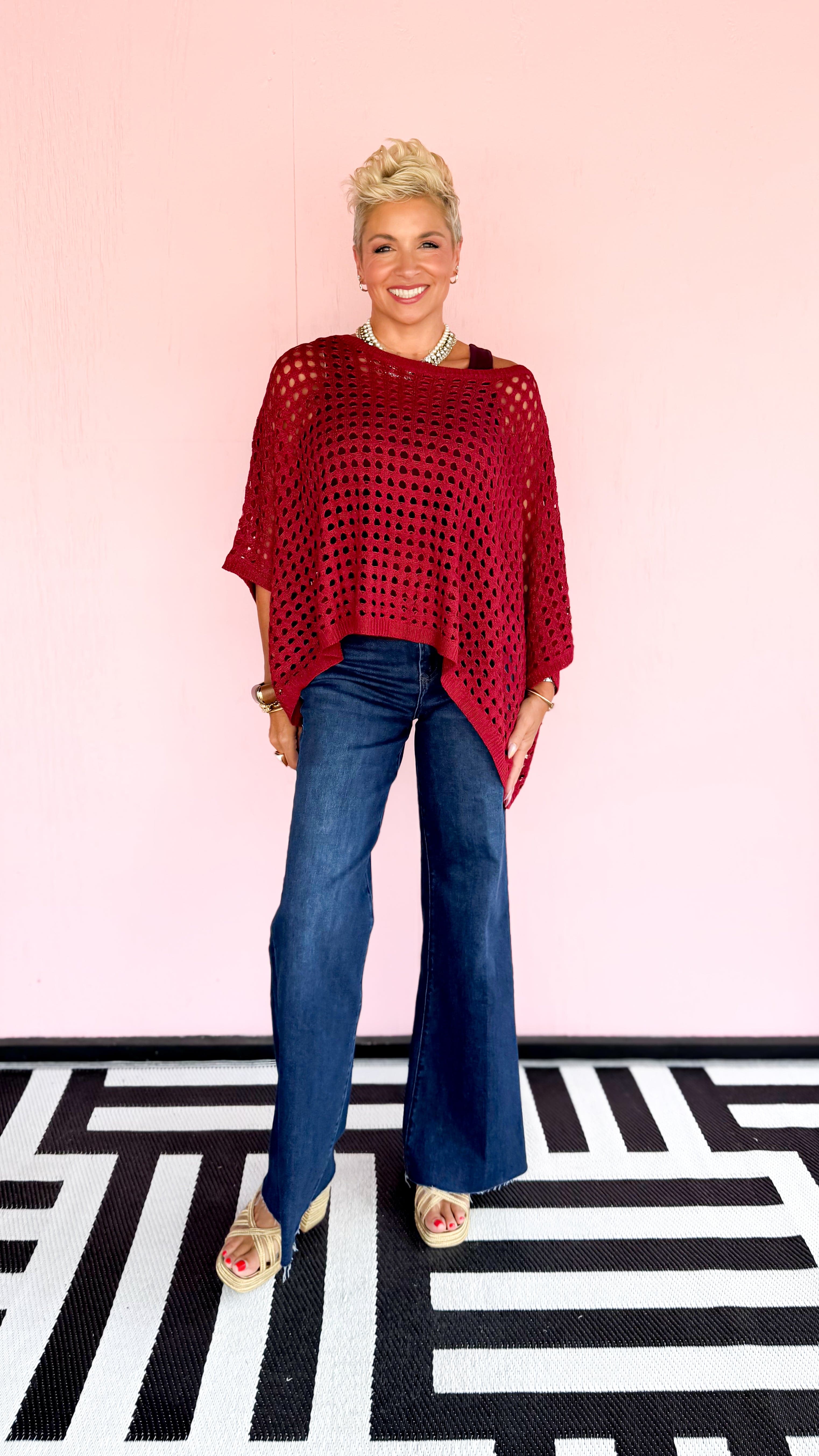 Winona Poncho Top/Maroon - The BLVD