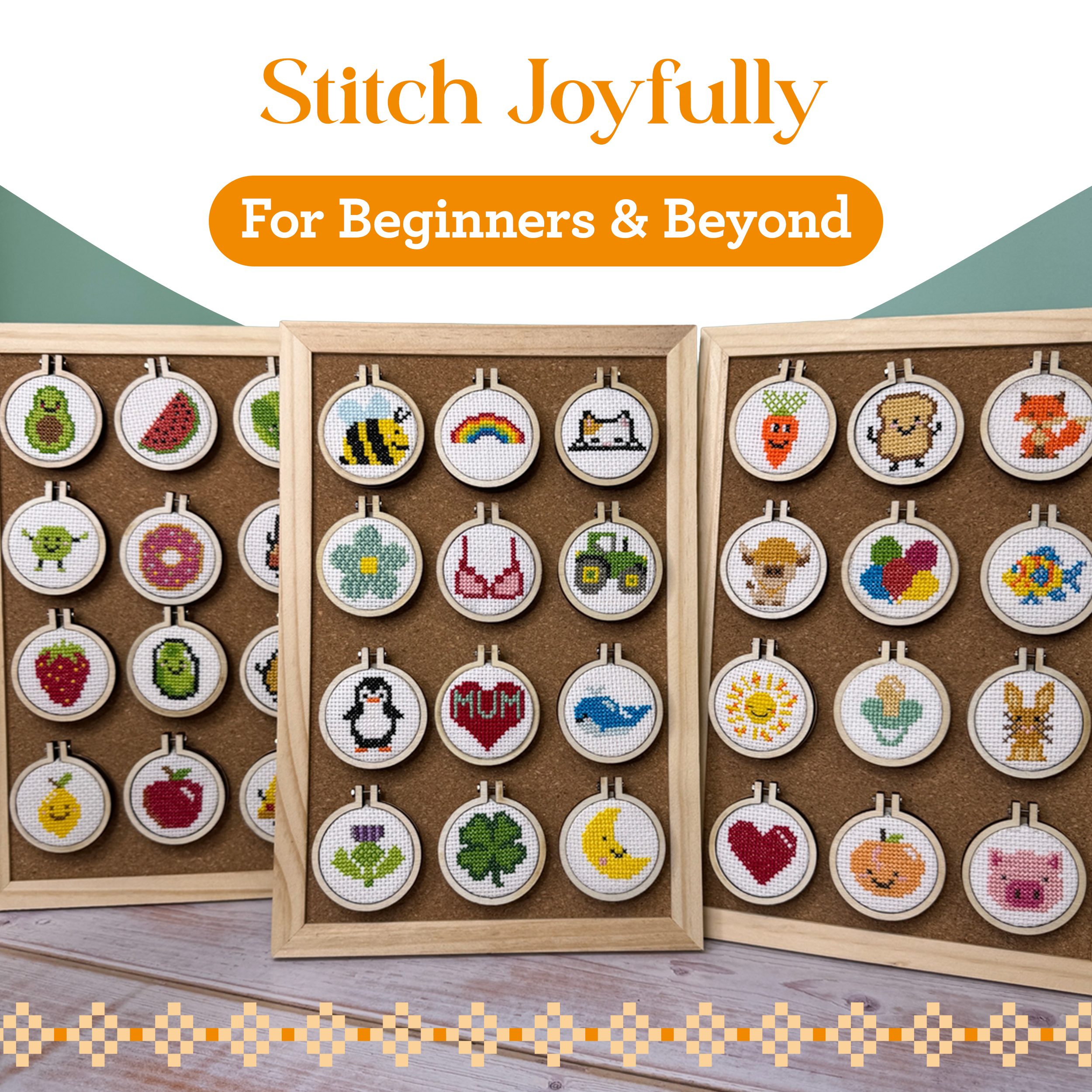 You're the Apple of My Eye mini matchbox cross stitch kit product photo - in use view - BLVD Boutik
