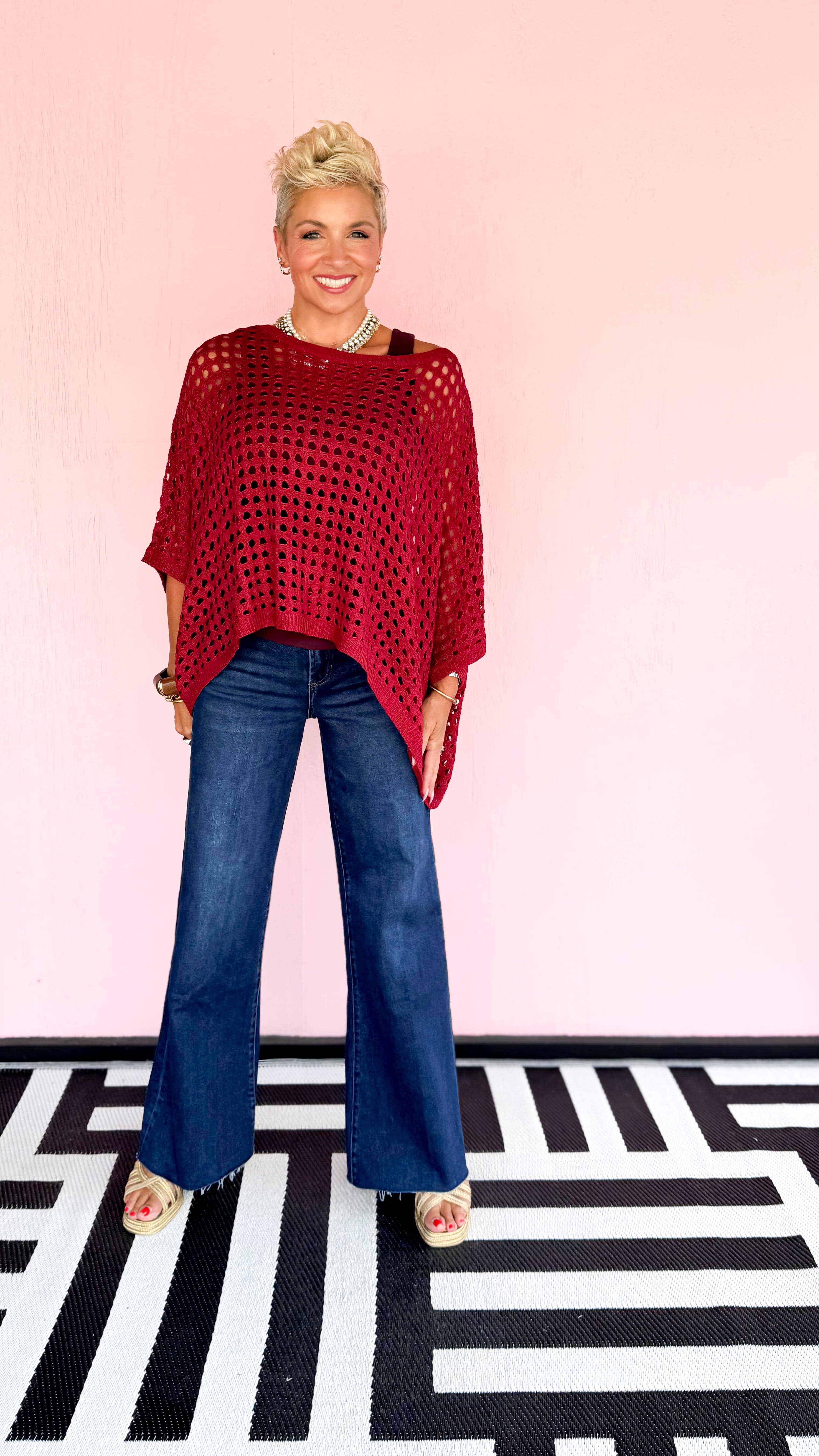 Winona Poncho Top/Maroon - The BLVD