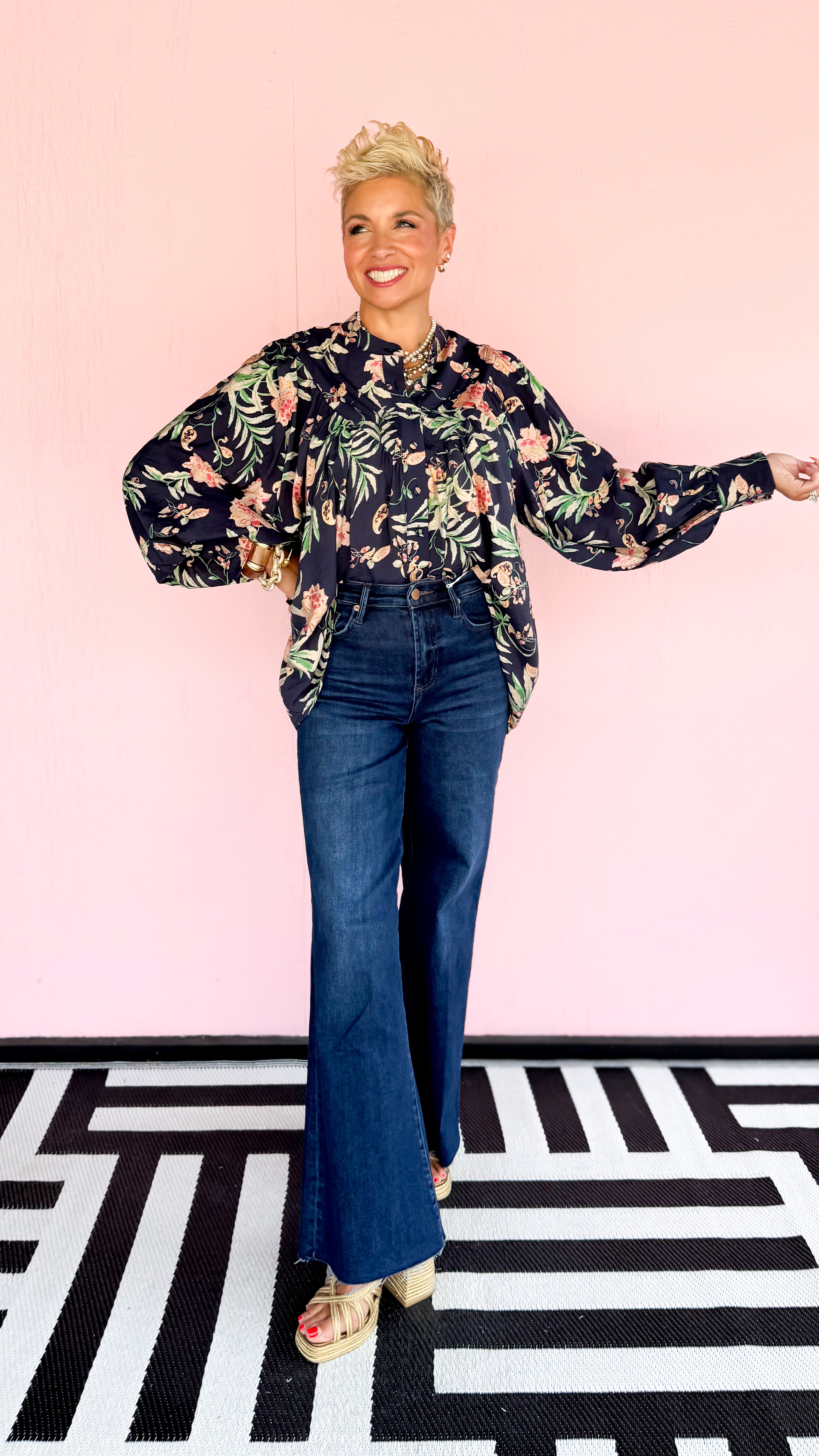 Carter Floral Top/Blue