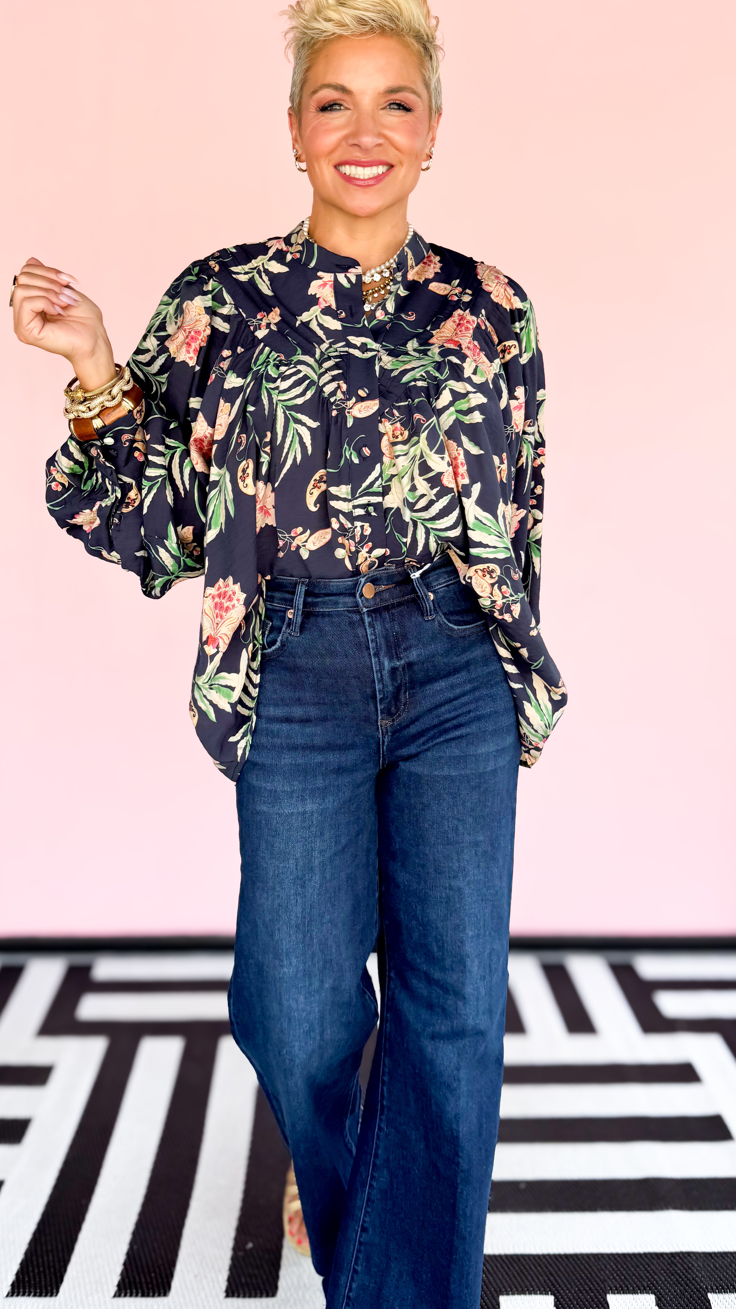 Carter Floral Top/Blue