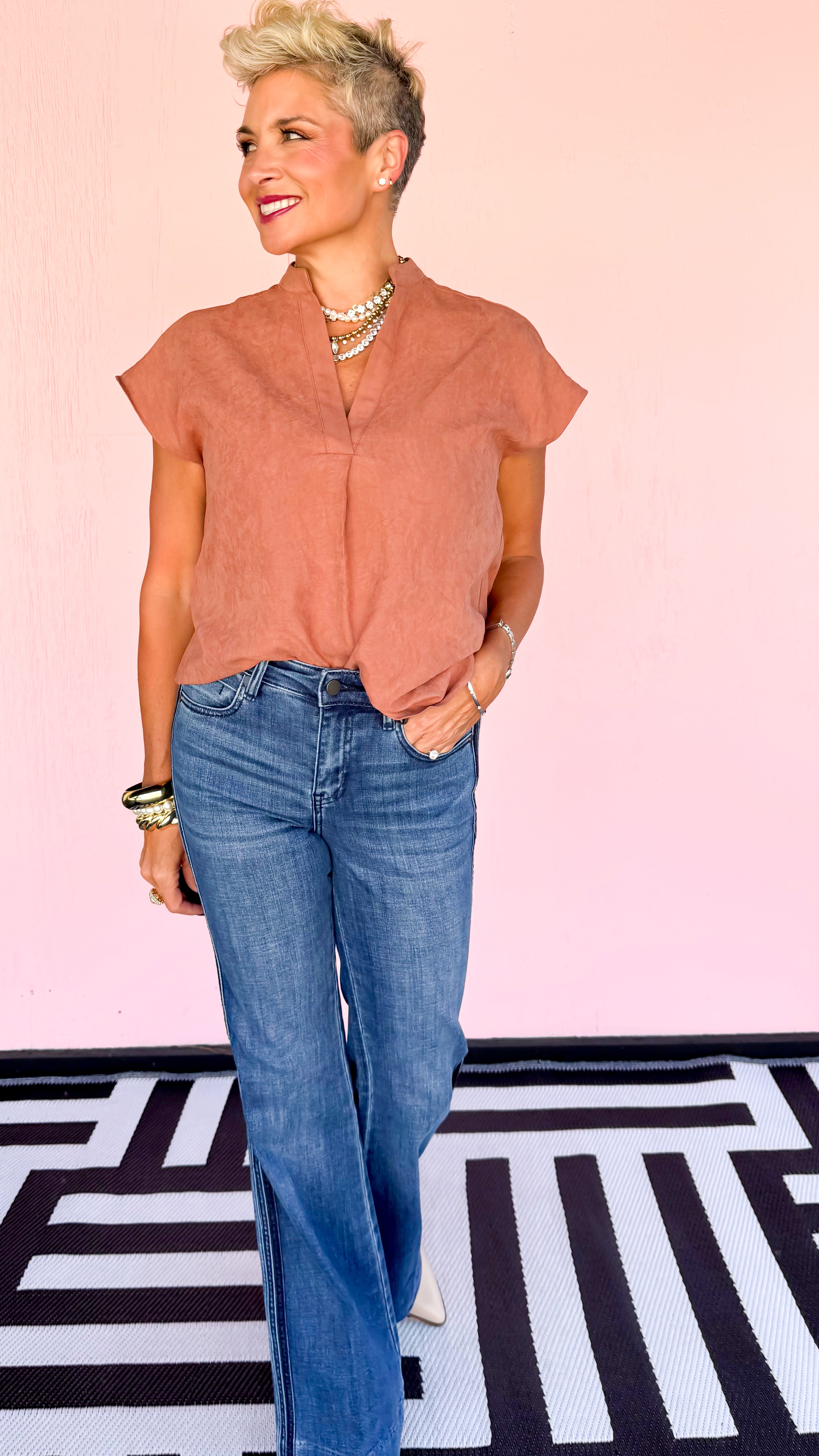 Soft Matte Drop Shoulder Top/Rust
