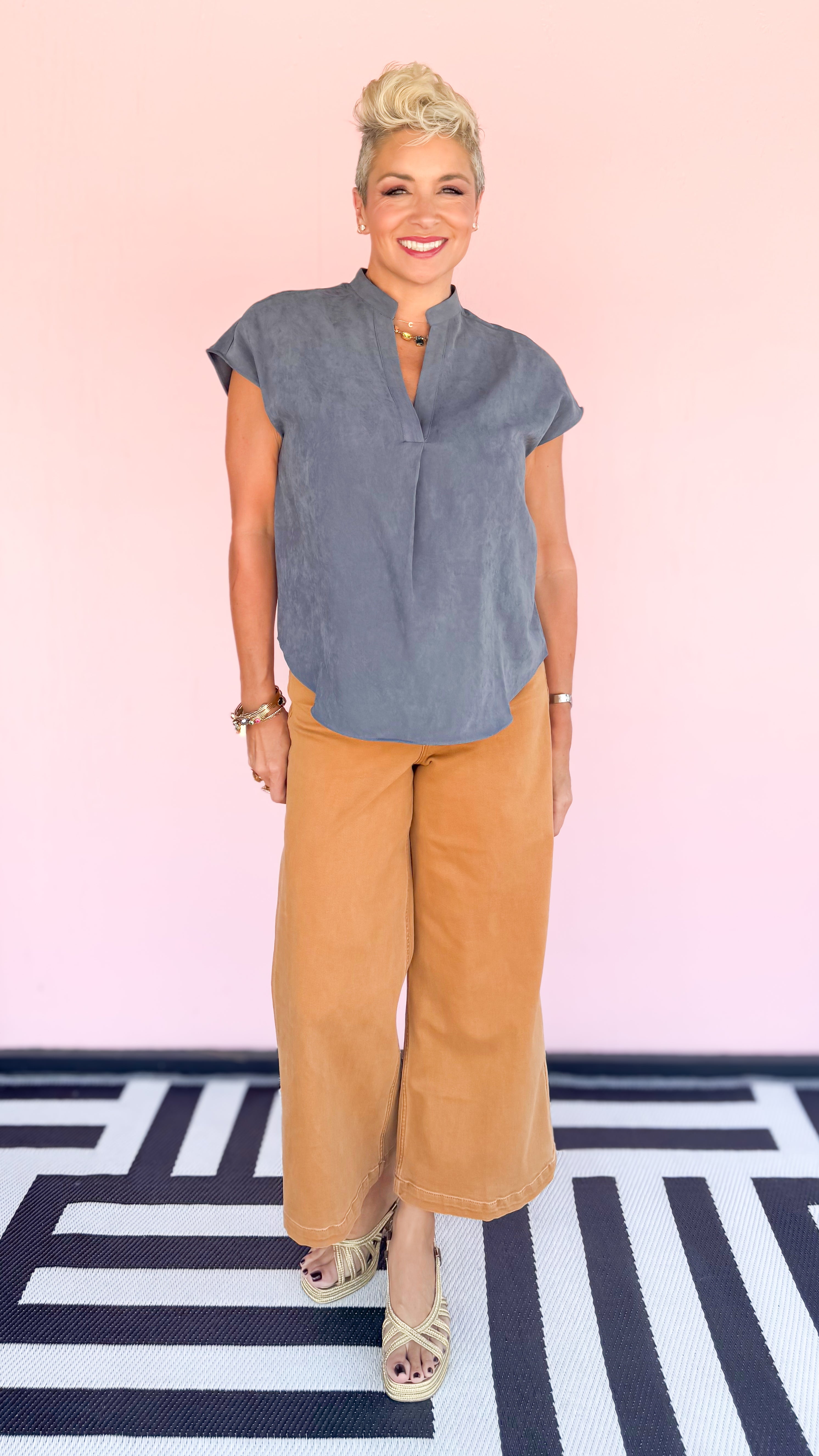 Soft Matte Drop Shoulder Top/Slate
